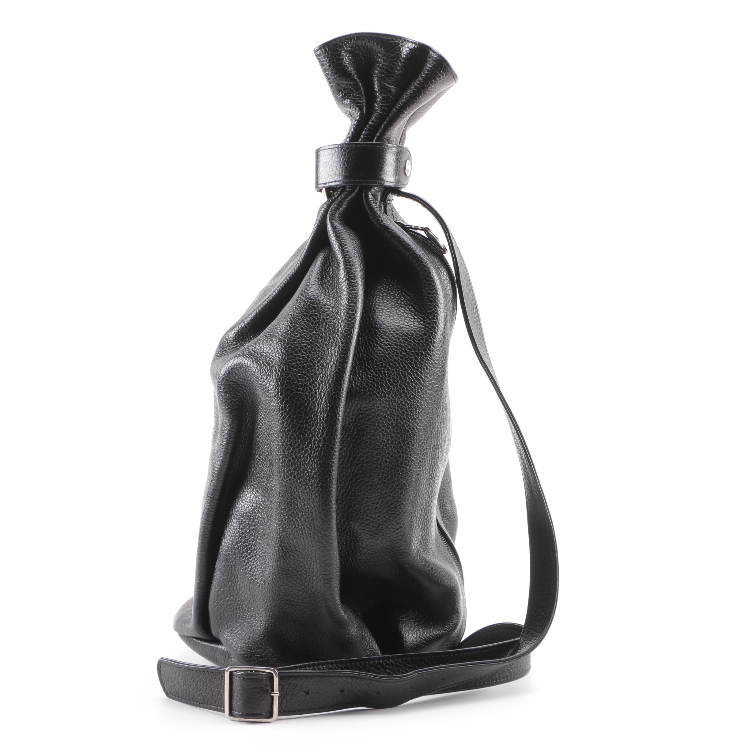 Groom Paris Black Pebbled Leather Sling Bag