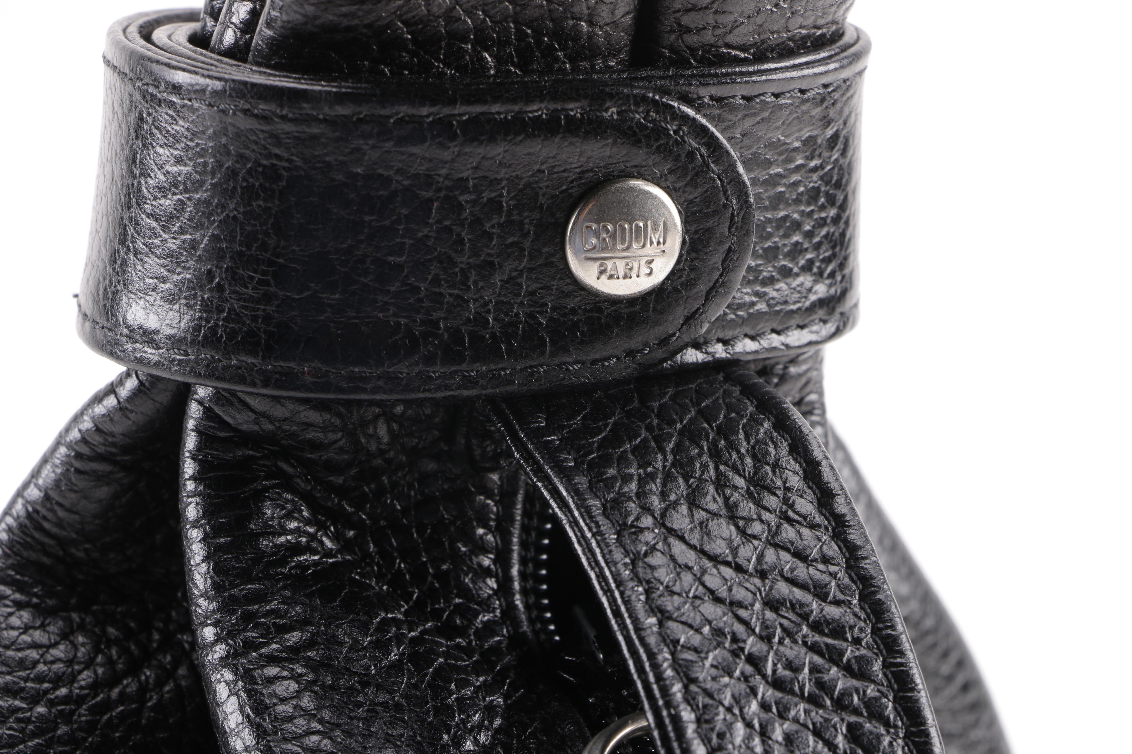 Groom Paris Black Pebbled Leather Sling Bag