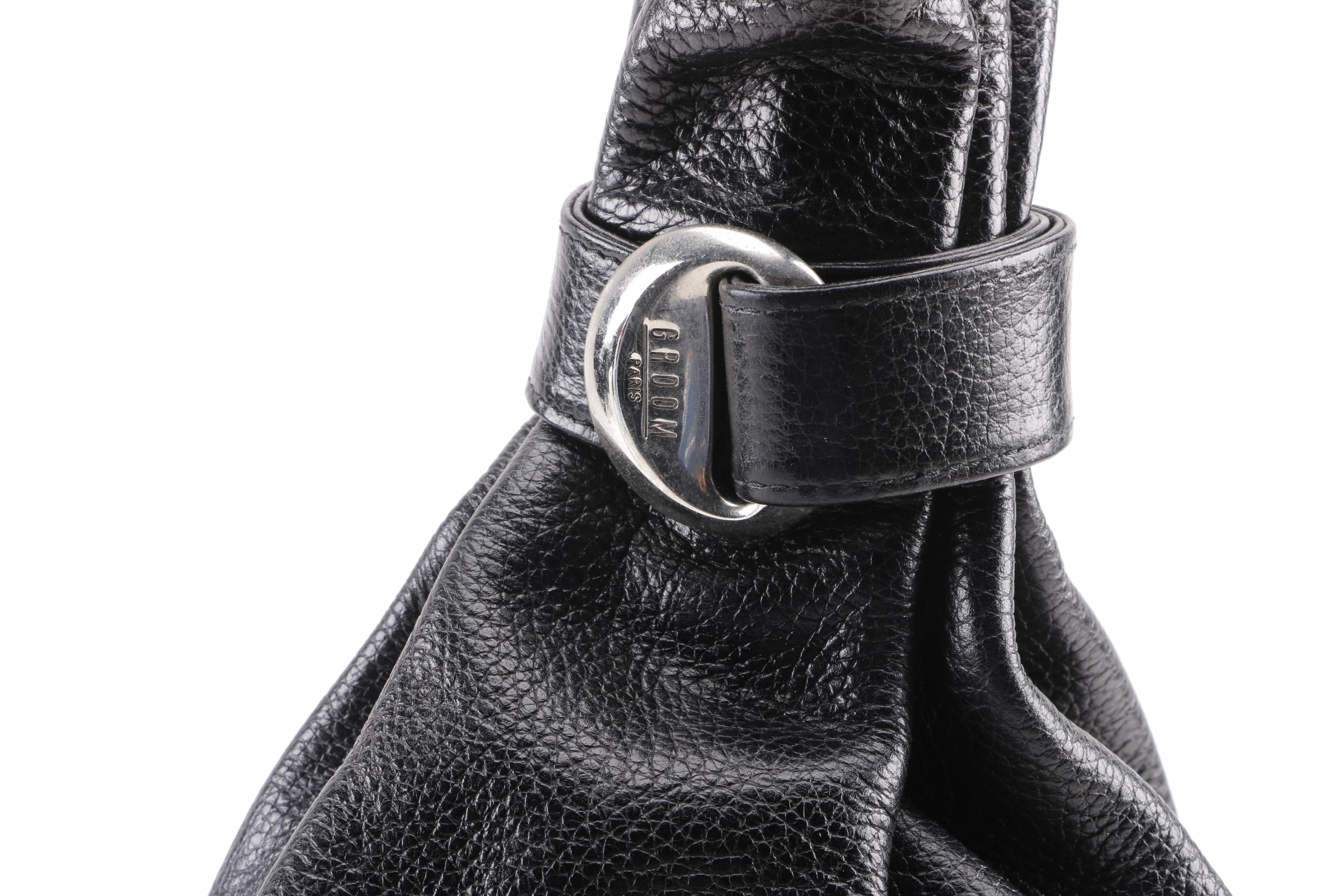 Groom Paris Black Pebbled Leather Sling Bag