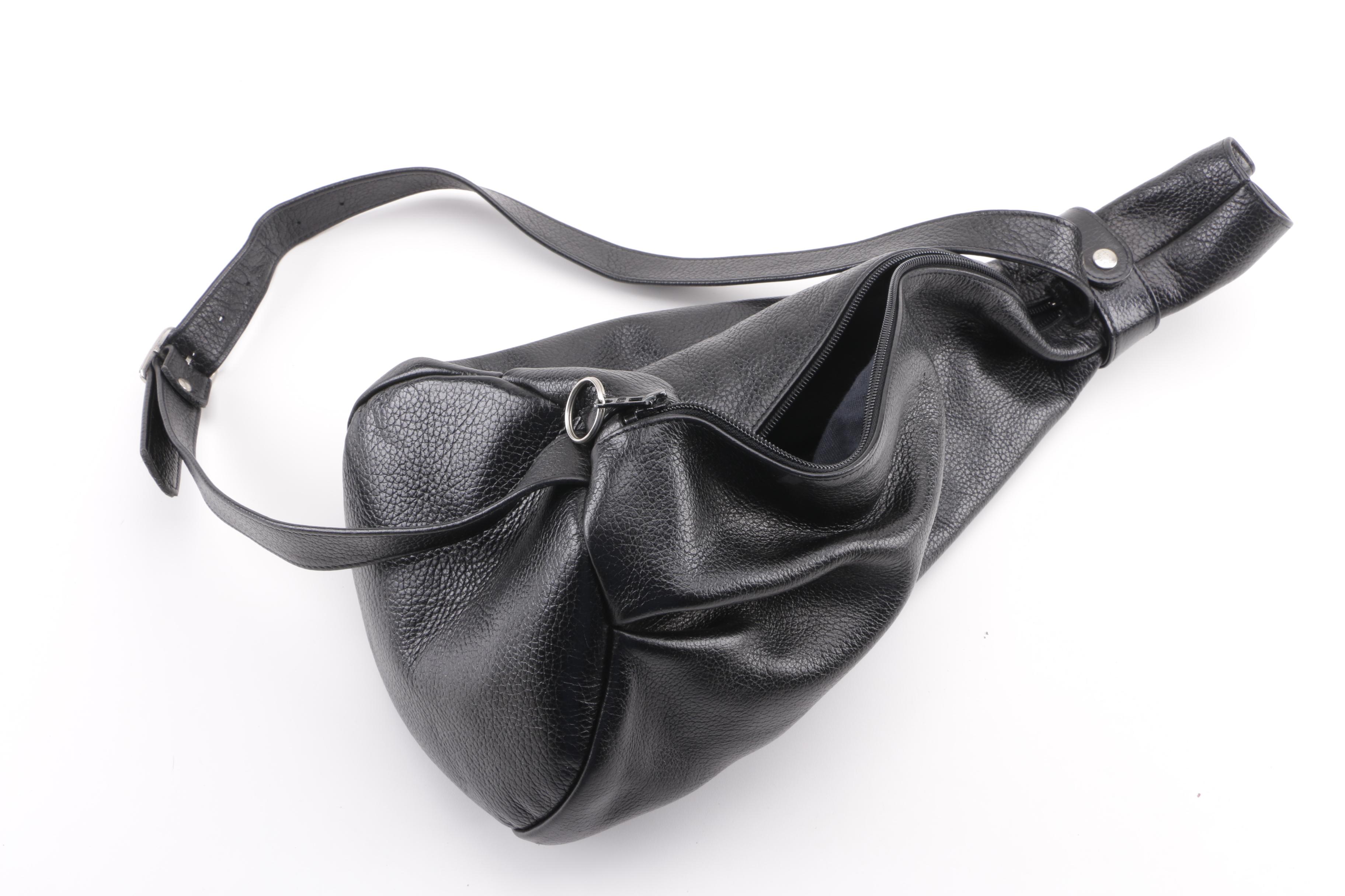 Groom Paris Black Pebbled Leather Sling Bag