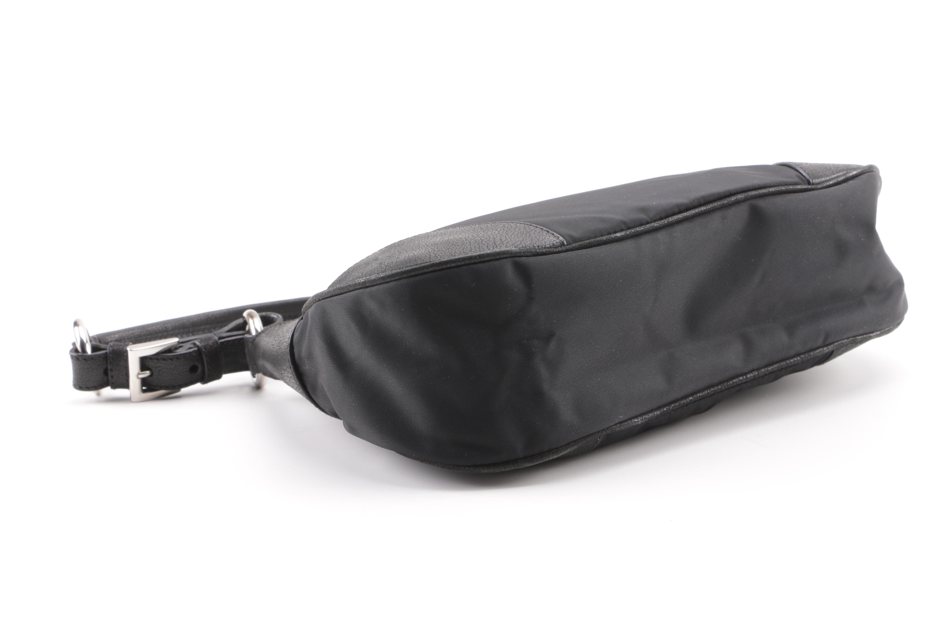 Prada Black Nylon Soutache Floral Handbag