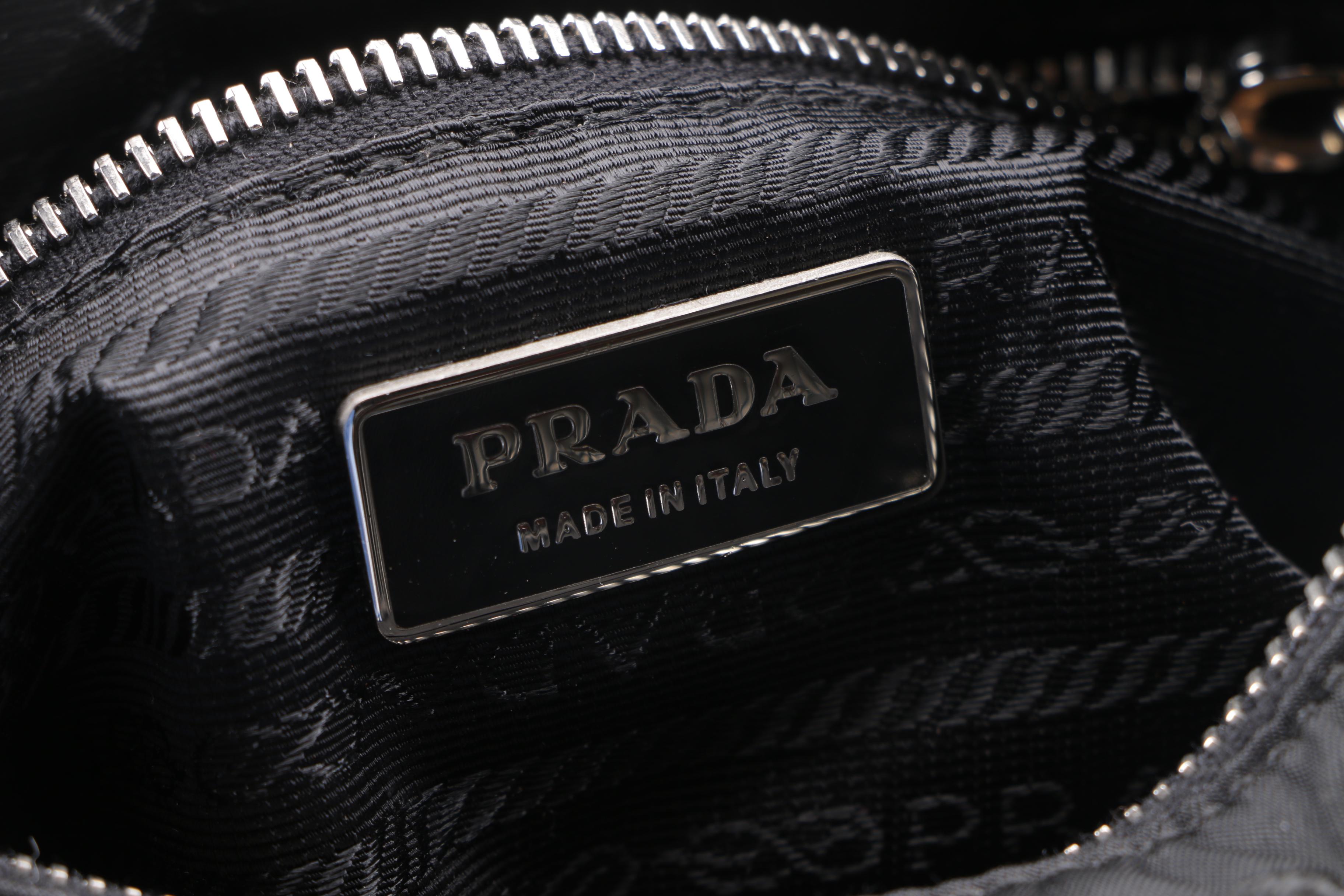 Prada Black Nylon Soutache Floral Handbag