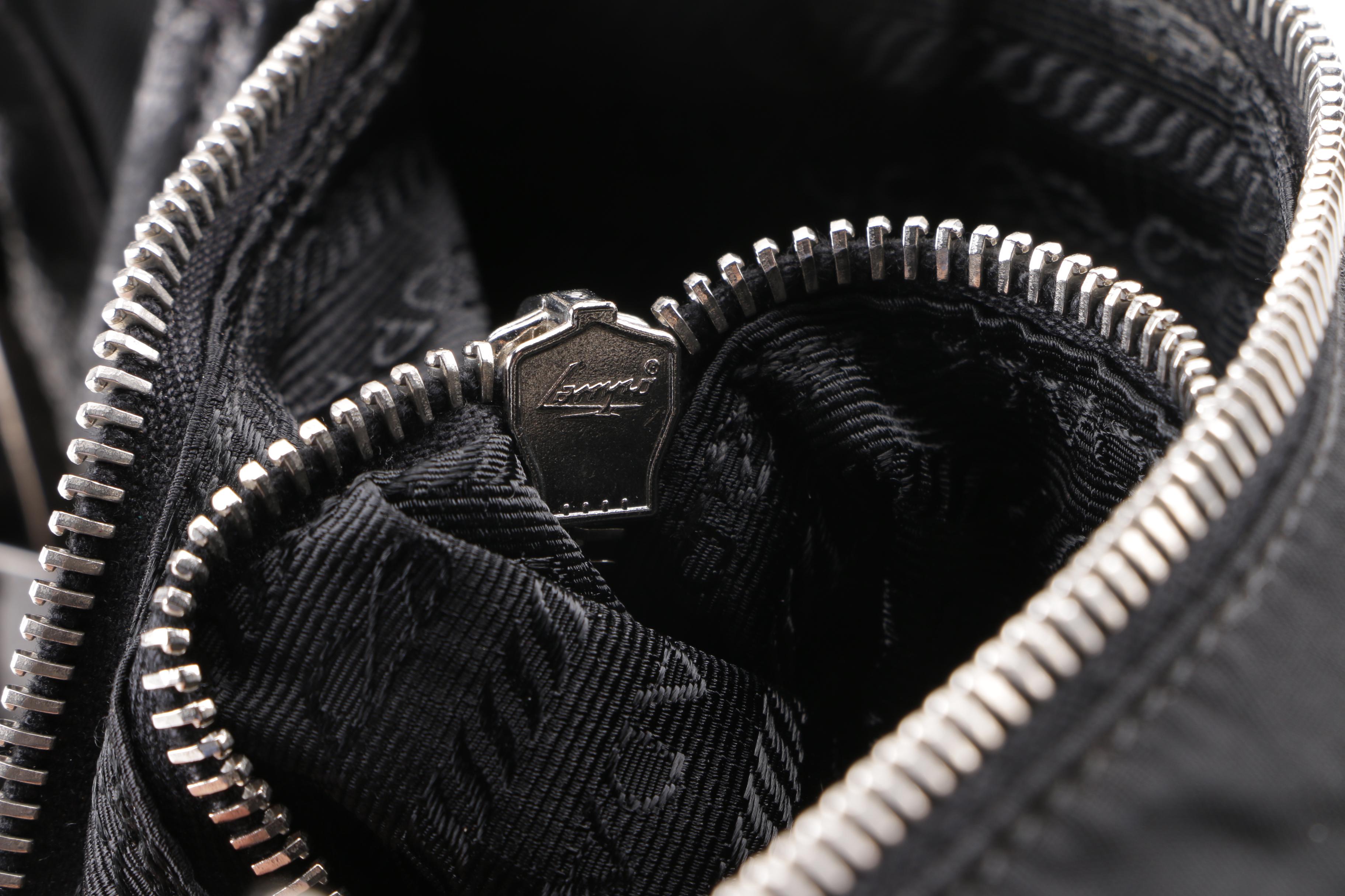 Prada Black Nylon Soutache Floral Handbag