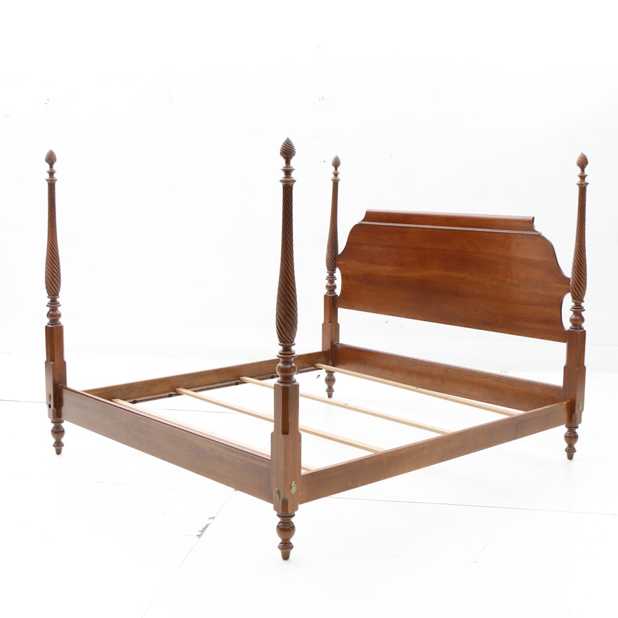 Federal Style Four Poster Cherry Finish Queen Bed by Ethan Allen, 20th Century