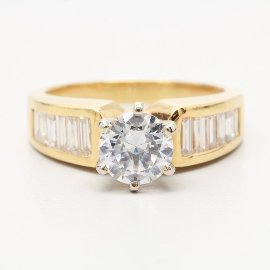 14K and 18K Yellow Gold 1.00 CTW Diamond Semi-Mount Ring with Cubic Zirconia