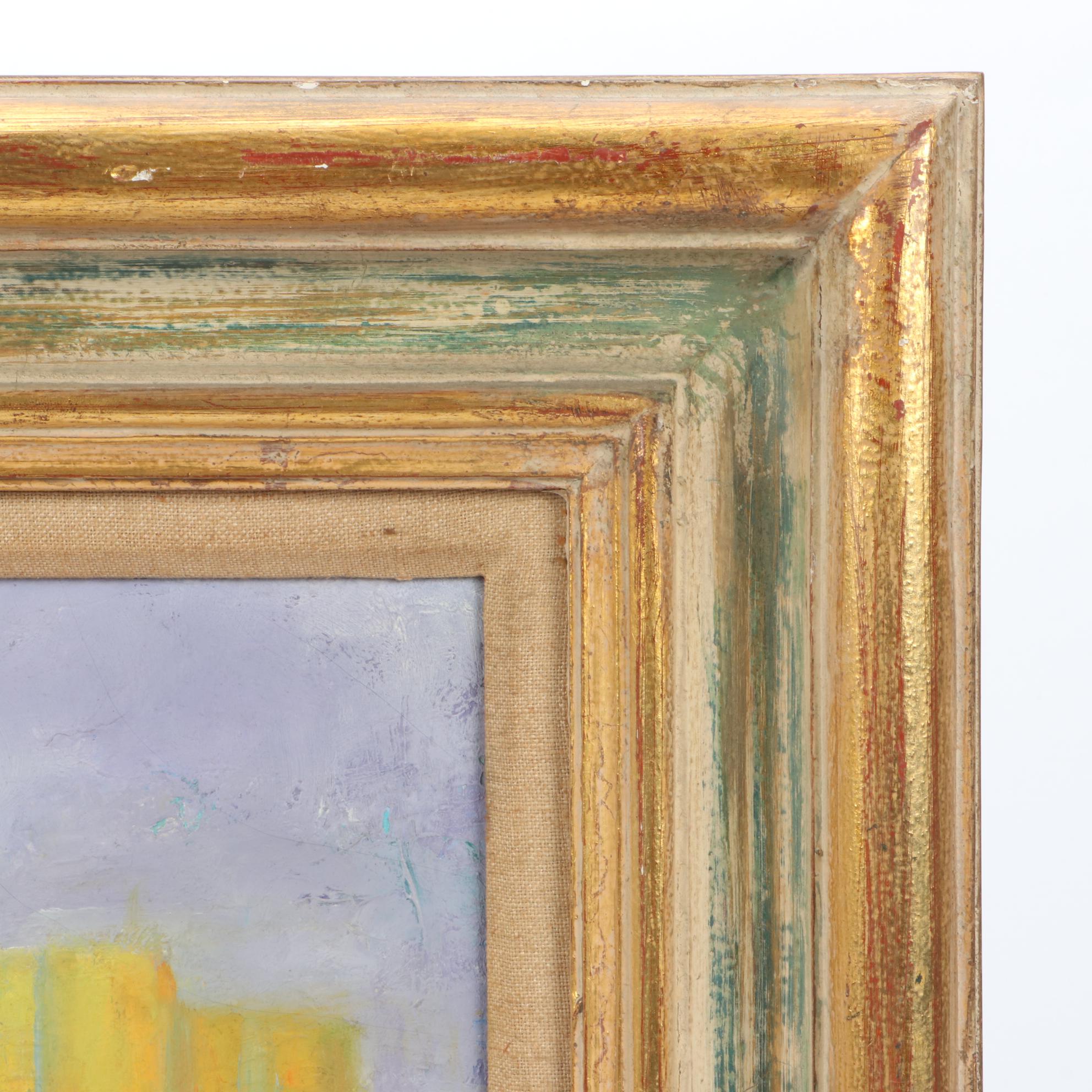 Margaret Schwartz Vintage Cityscape Oil Painting