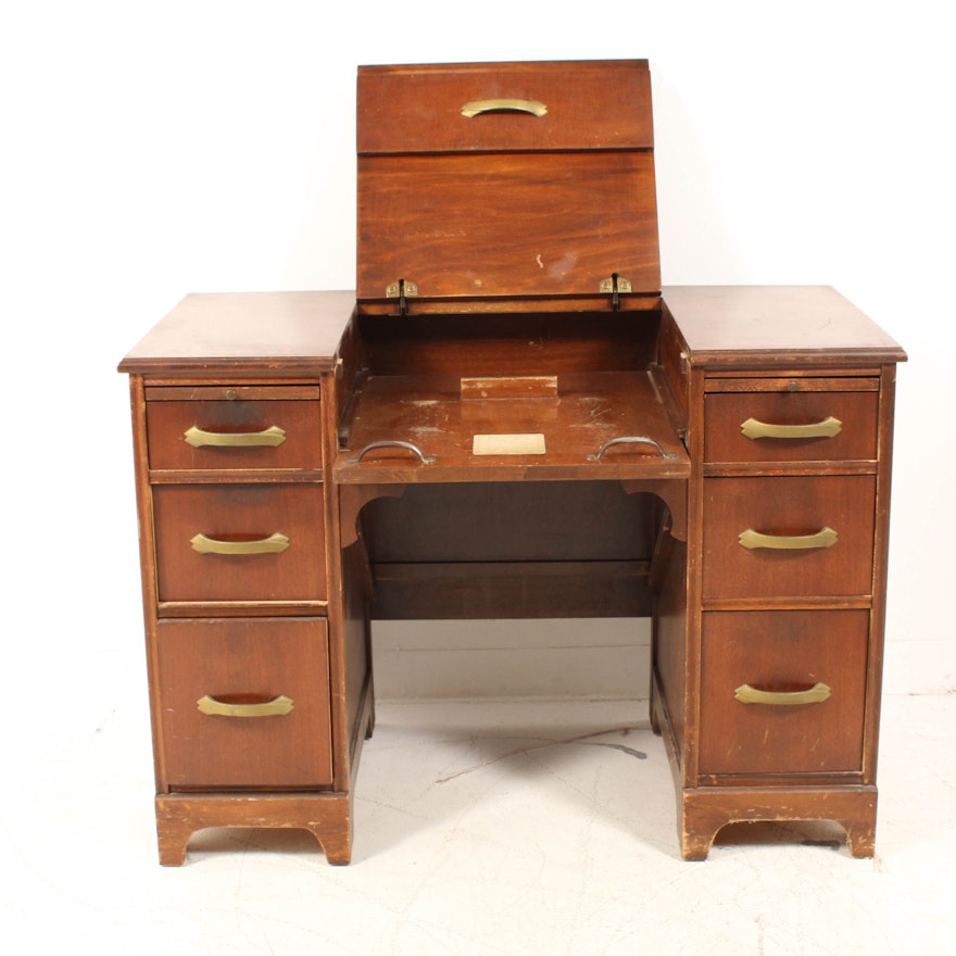 Walnut Veneer Typewriter Desk