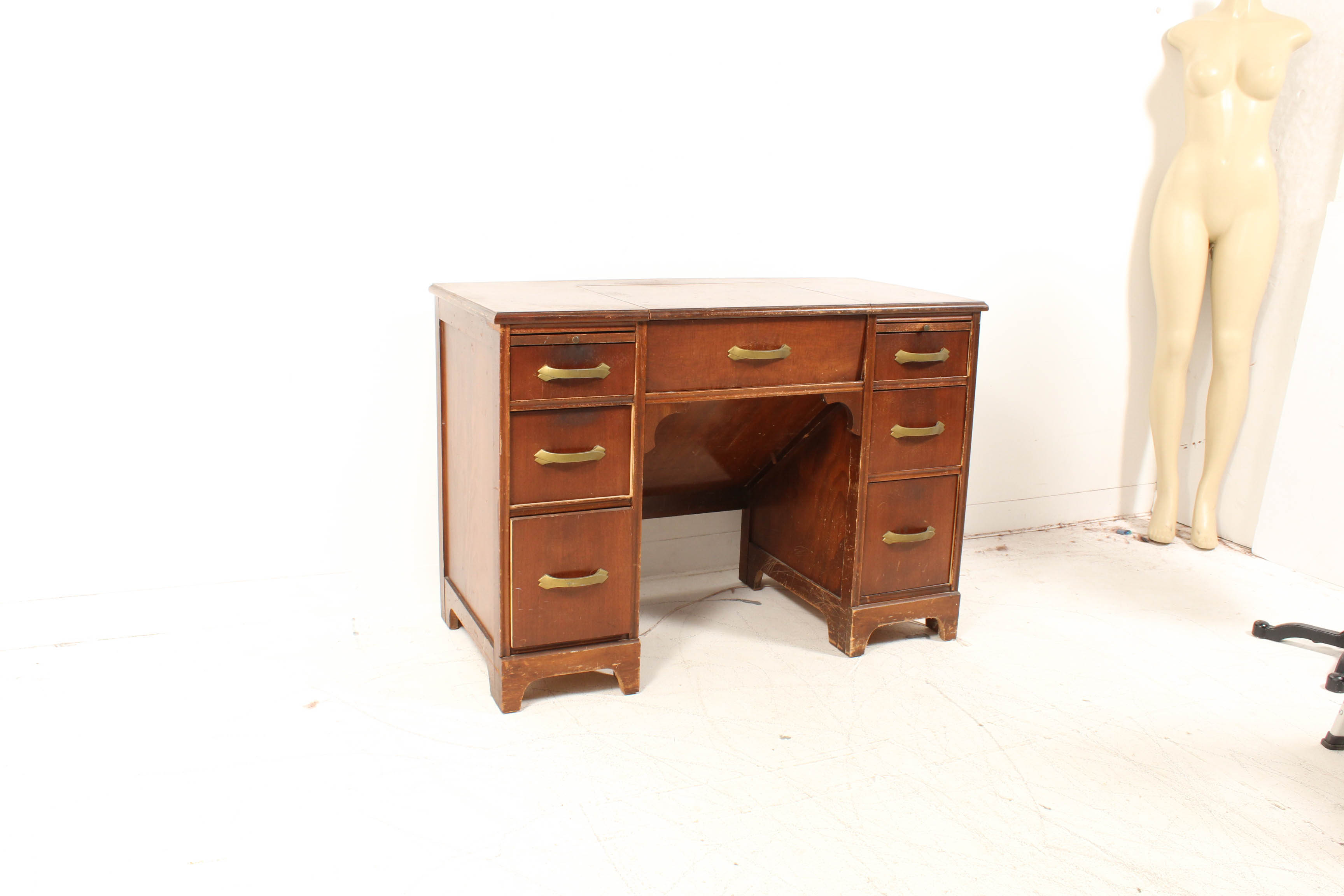 Walnut Veneer Typewriter Desk