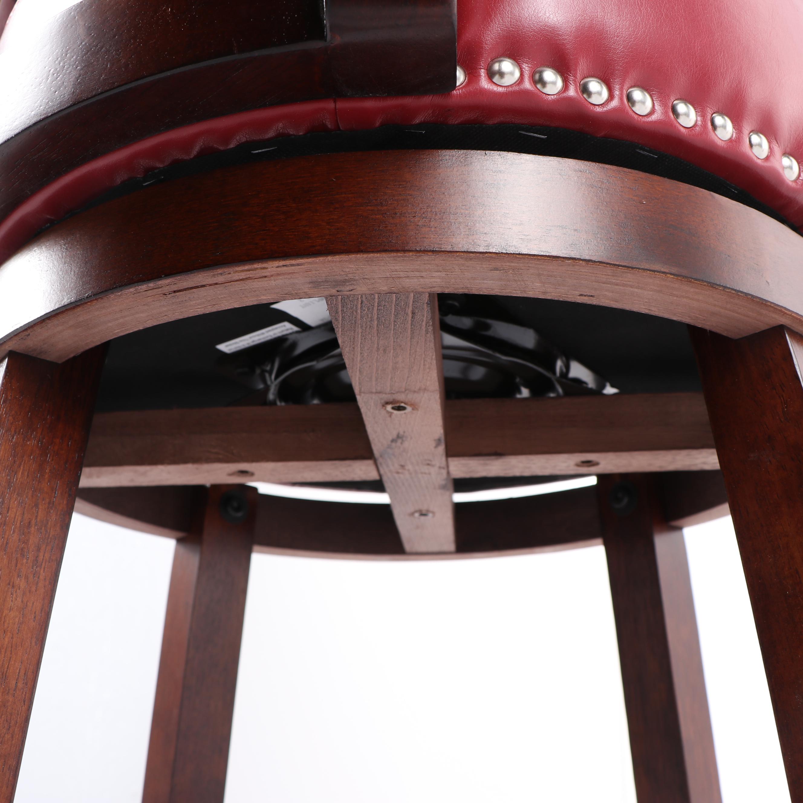 Contemporary Red Vinyl Upholstered Swivel Bar Stool