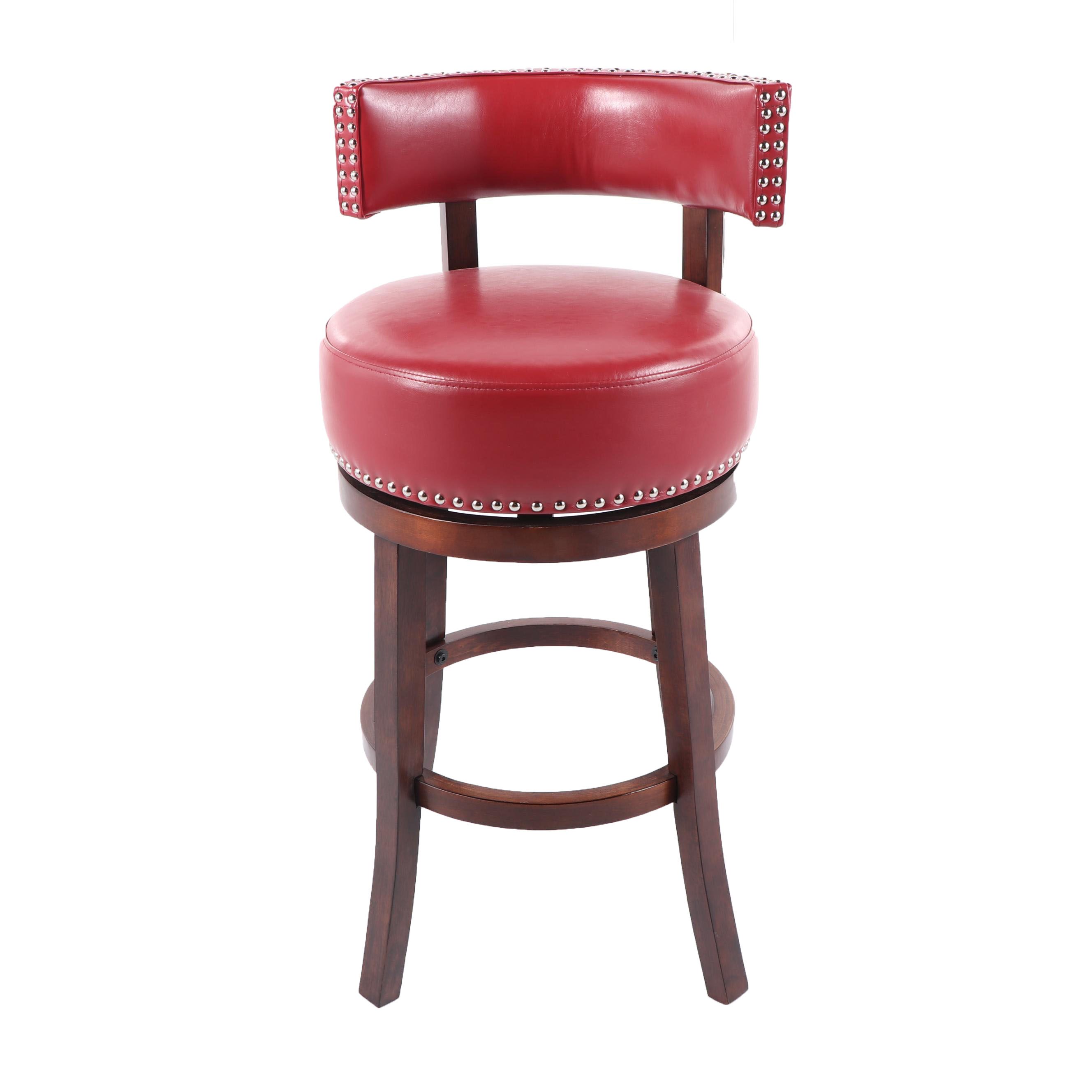 Contemporary Red Vinyl Upholstered Swivel Bar Stool