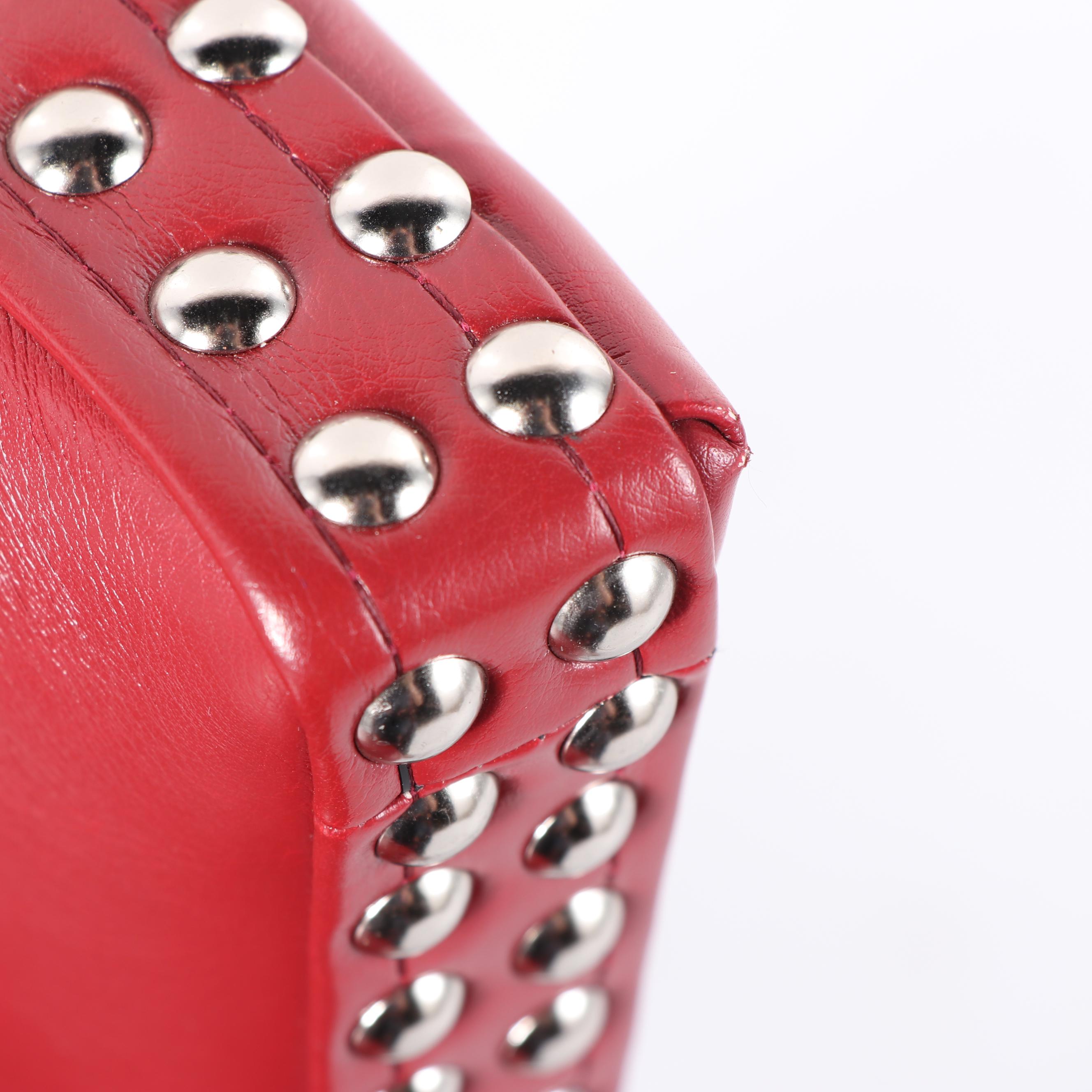 Contemporary Red Vinyl Upholstered Swivel Bar Stool