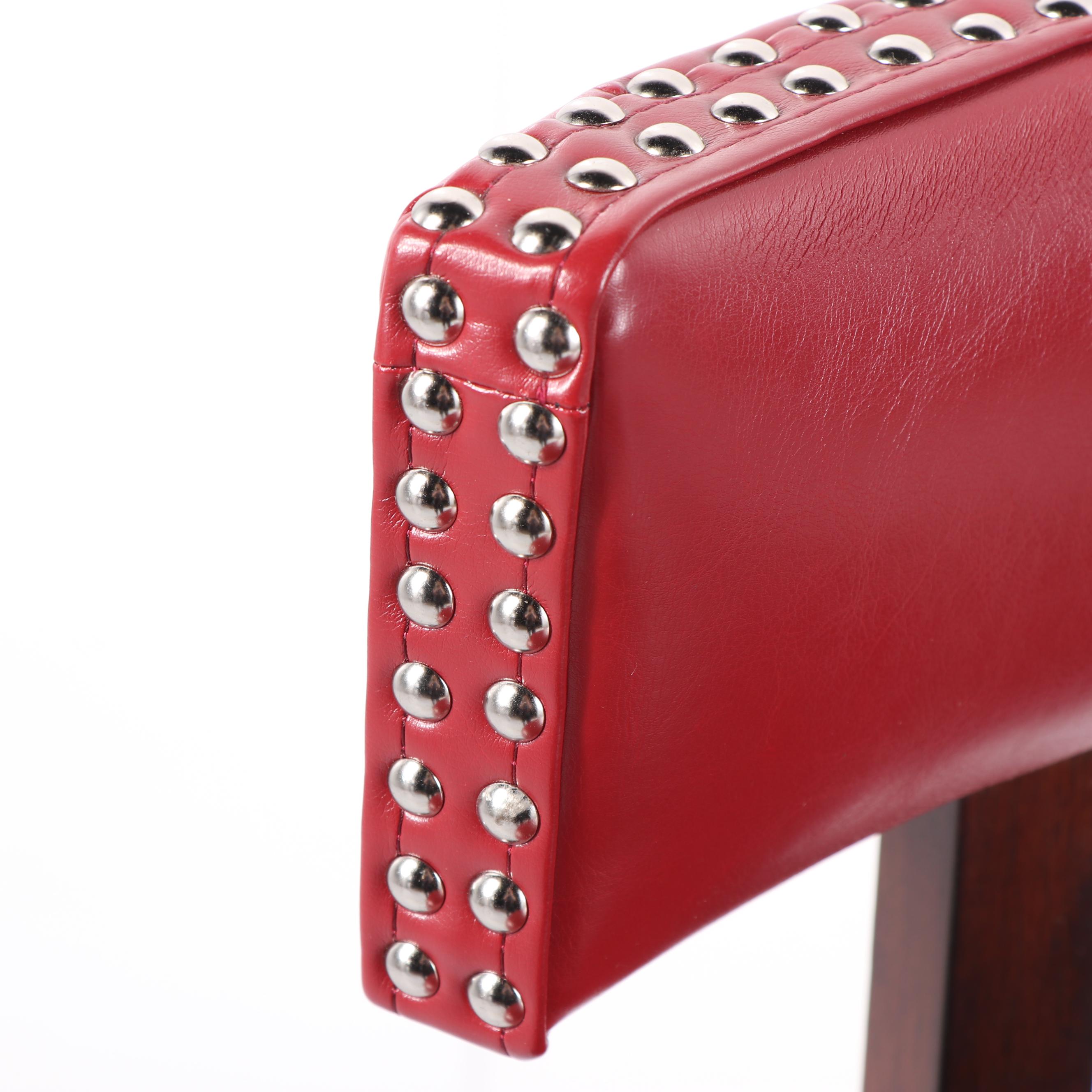 Contemporary Red Vinyl Upholstered Swivel Bar Stool