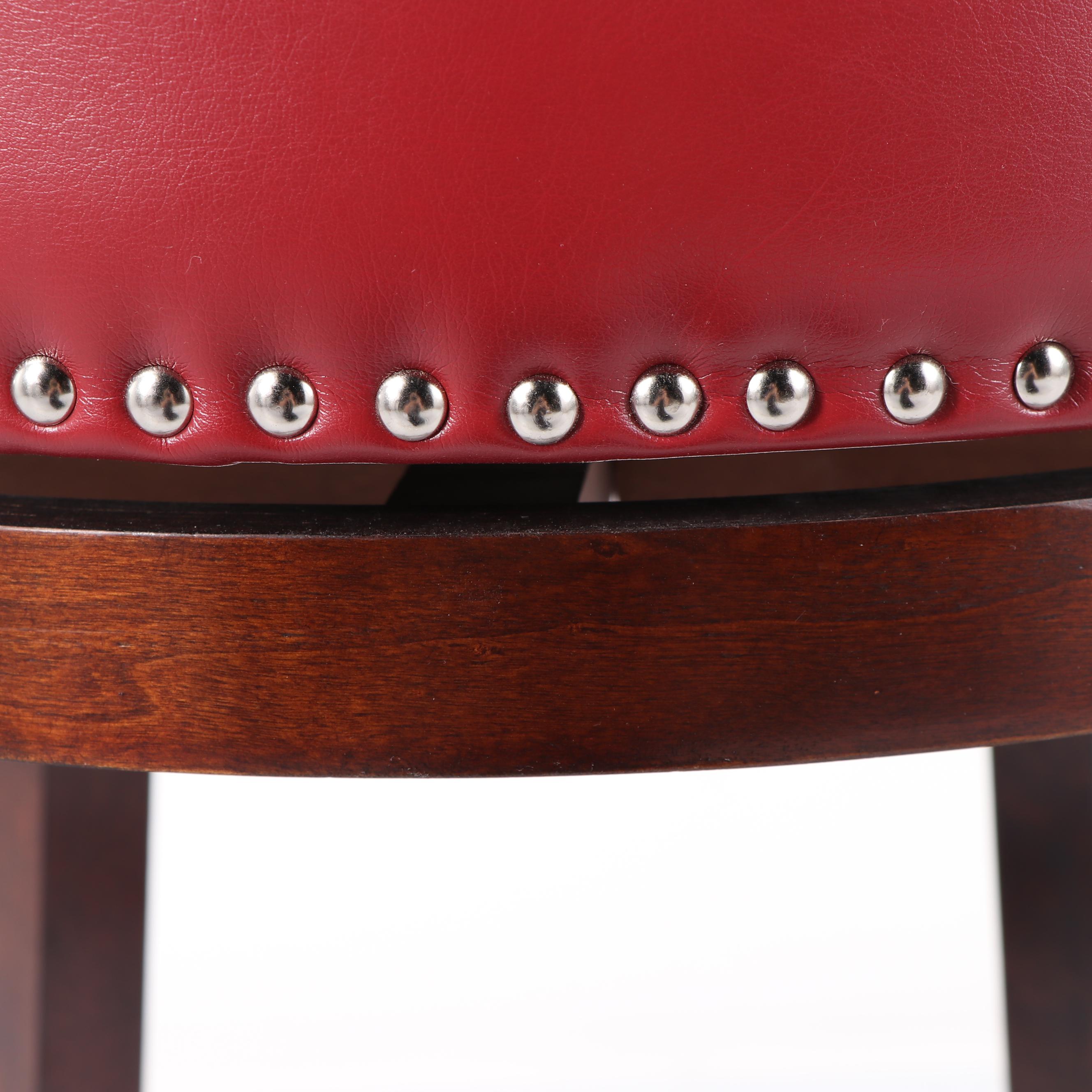 Contemporary Red Vinyl Upholstered Swivel Bar Stool