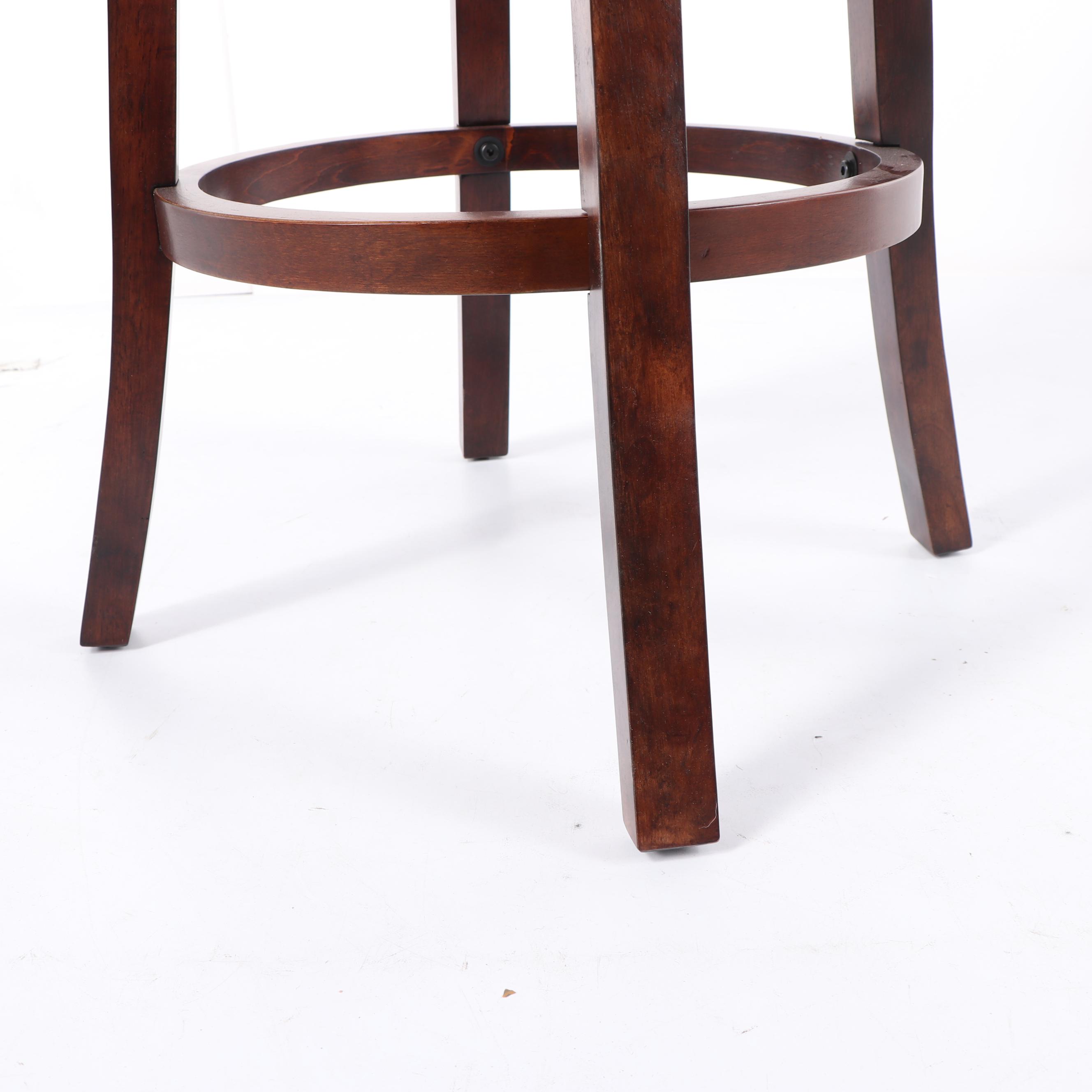 Contemporary Red Vinyl Upholstered Swivel Bar Stool