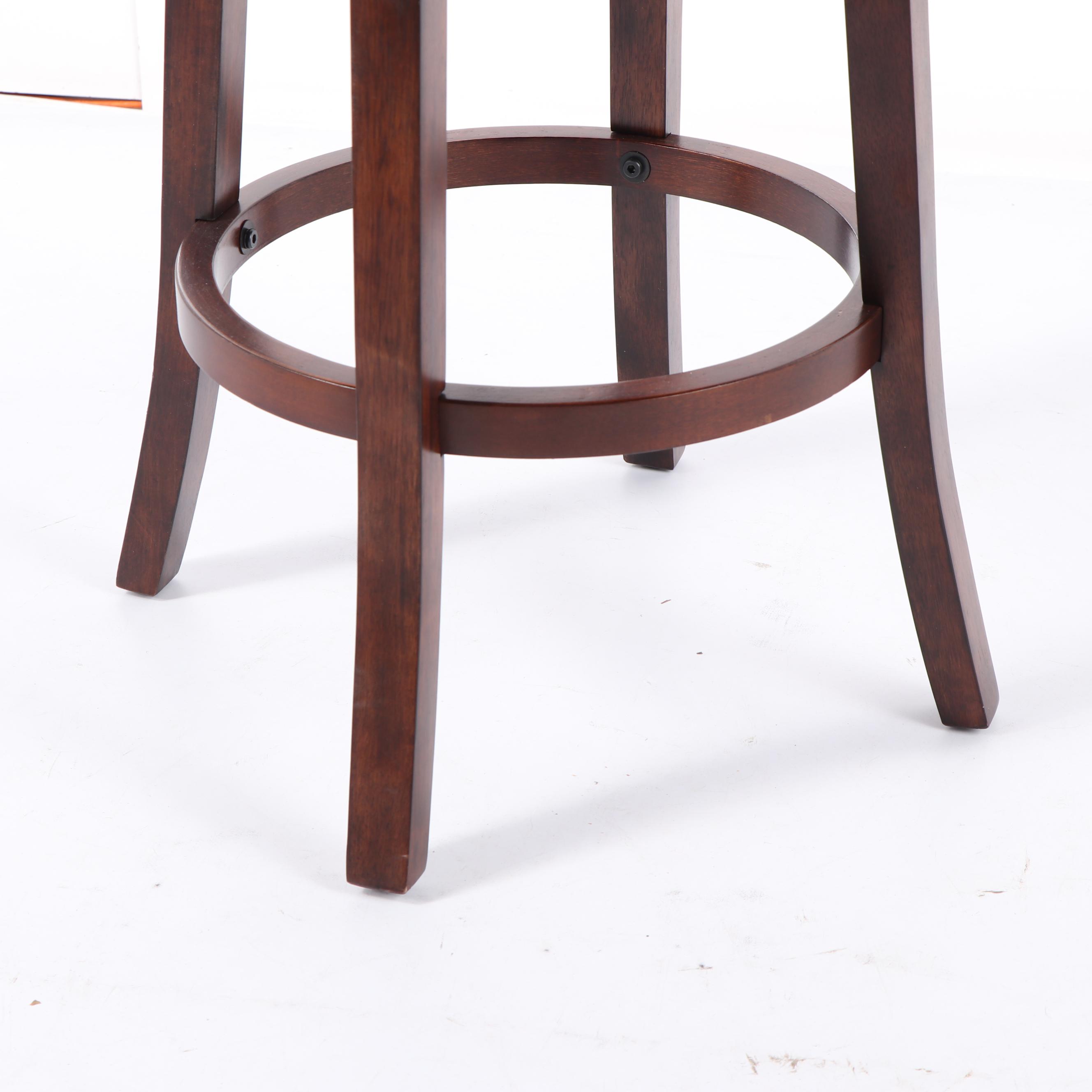 Contemporary Red Vinyl Upholstered Swivel Bar Stool