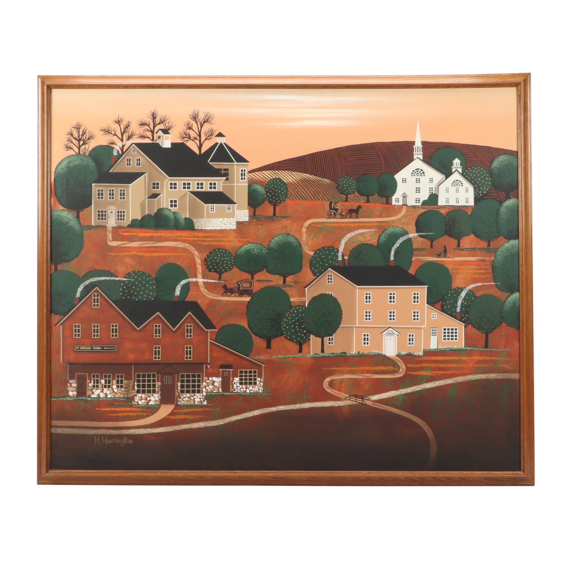 H. Huntington Folk Art Oil Painting