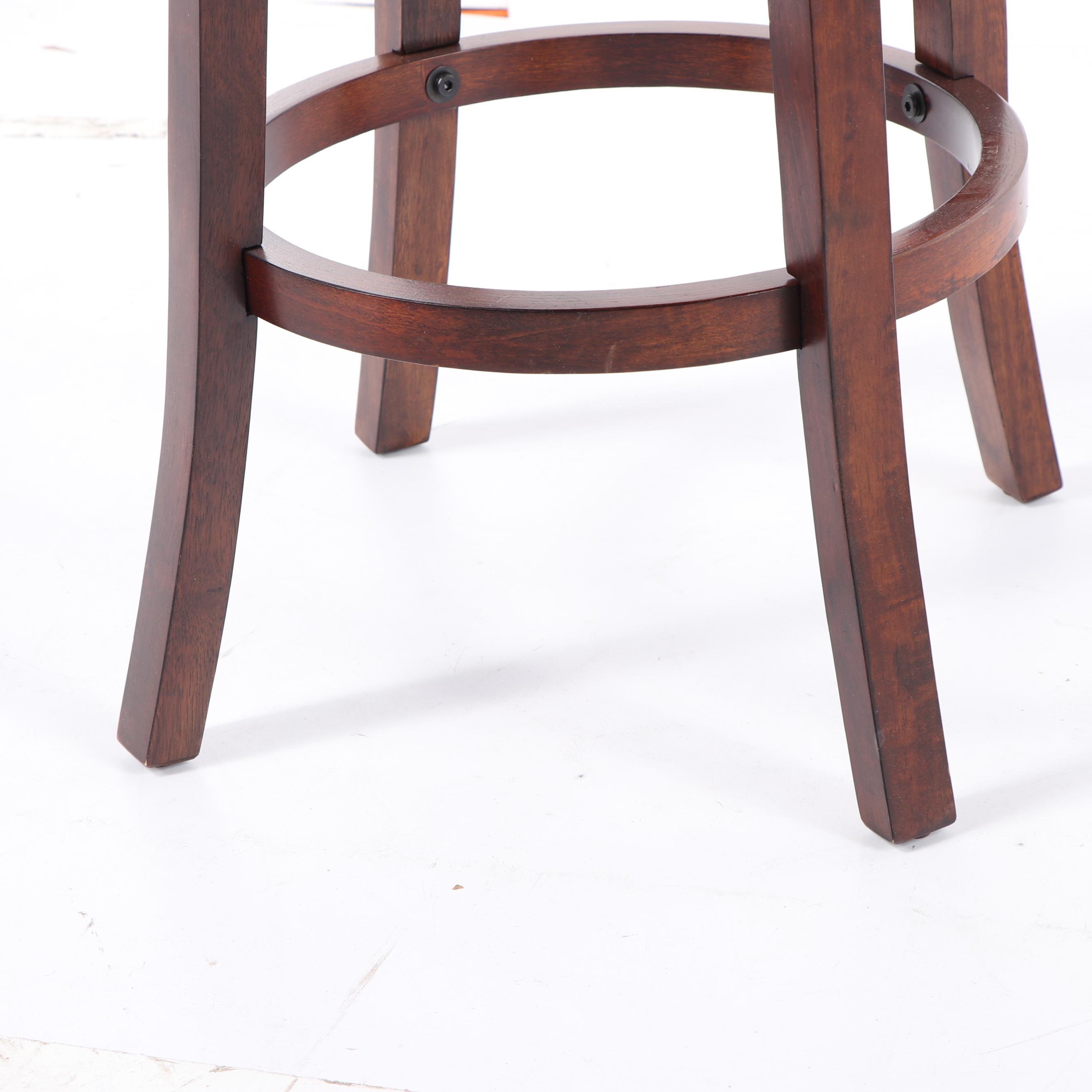 Contemporary Red Vinyl Upholstered Swivel Bar Stool