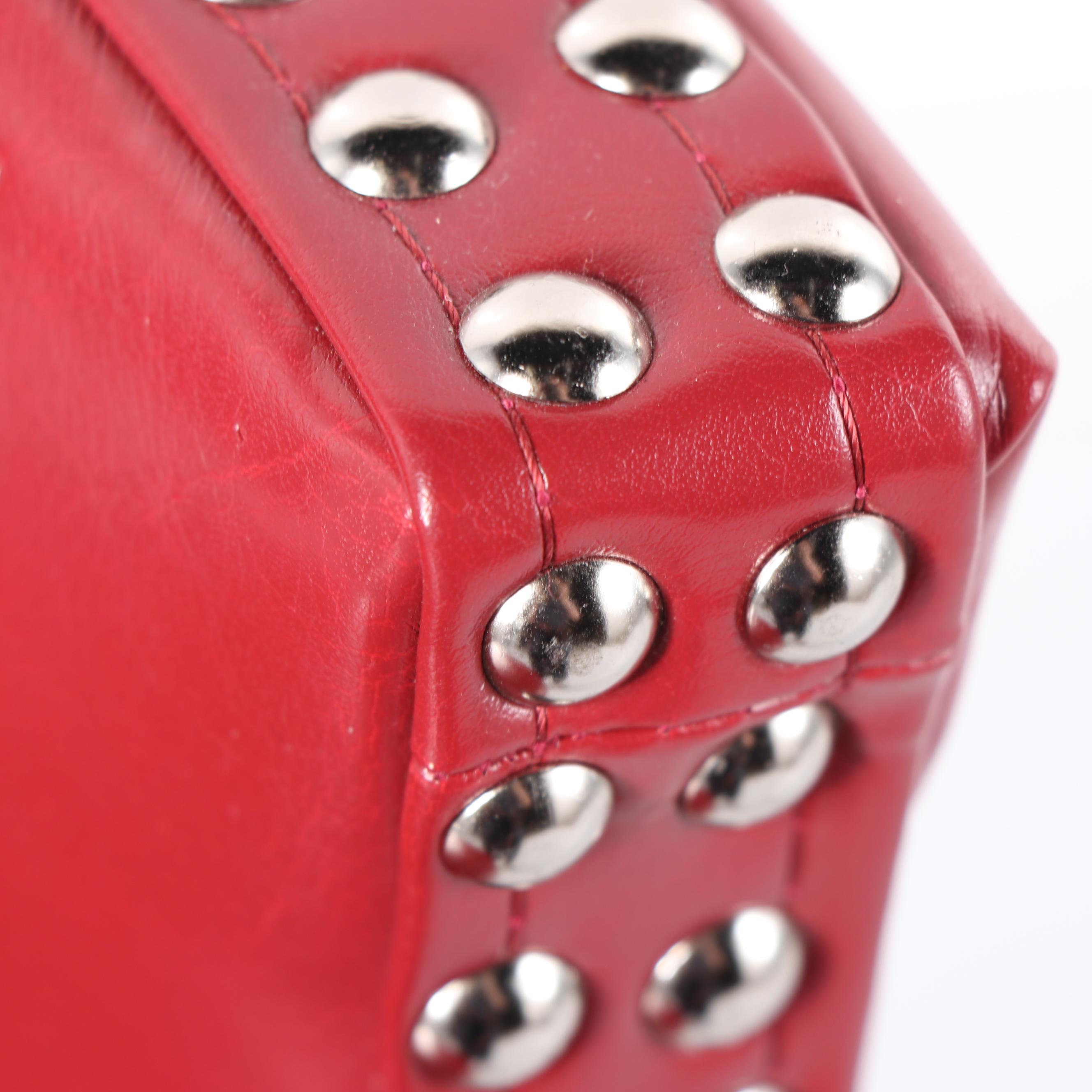 Contemporary Red Vinyl Upholstered Swivel Bar Stool