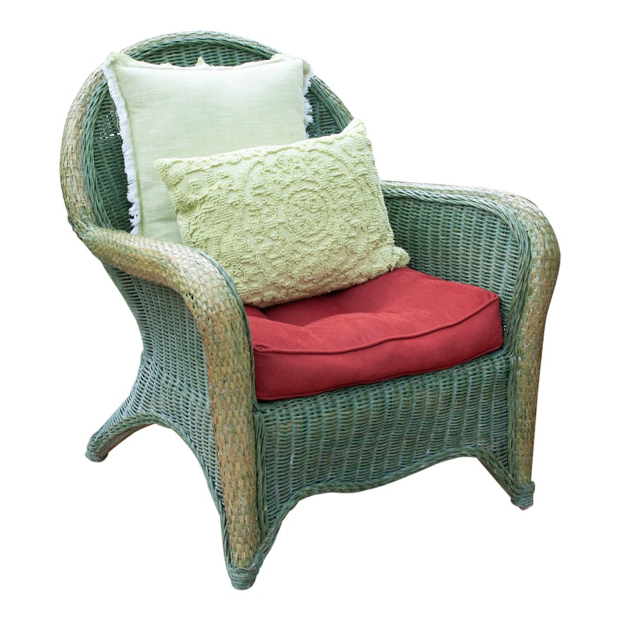 Woven Armchair by Pier 1 Imports with Cushion and Throw Pillows