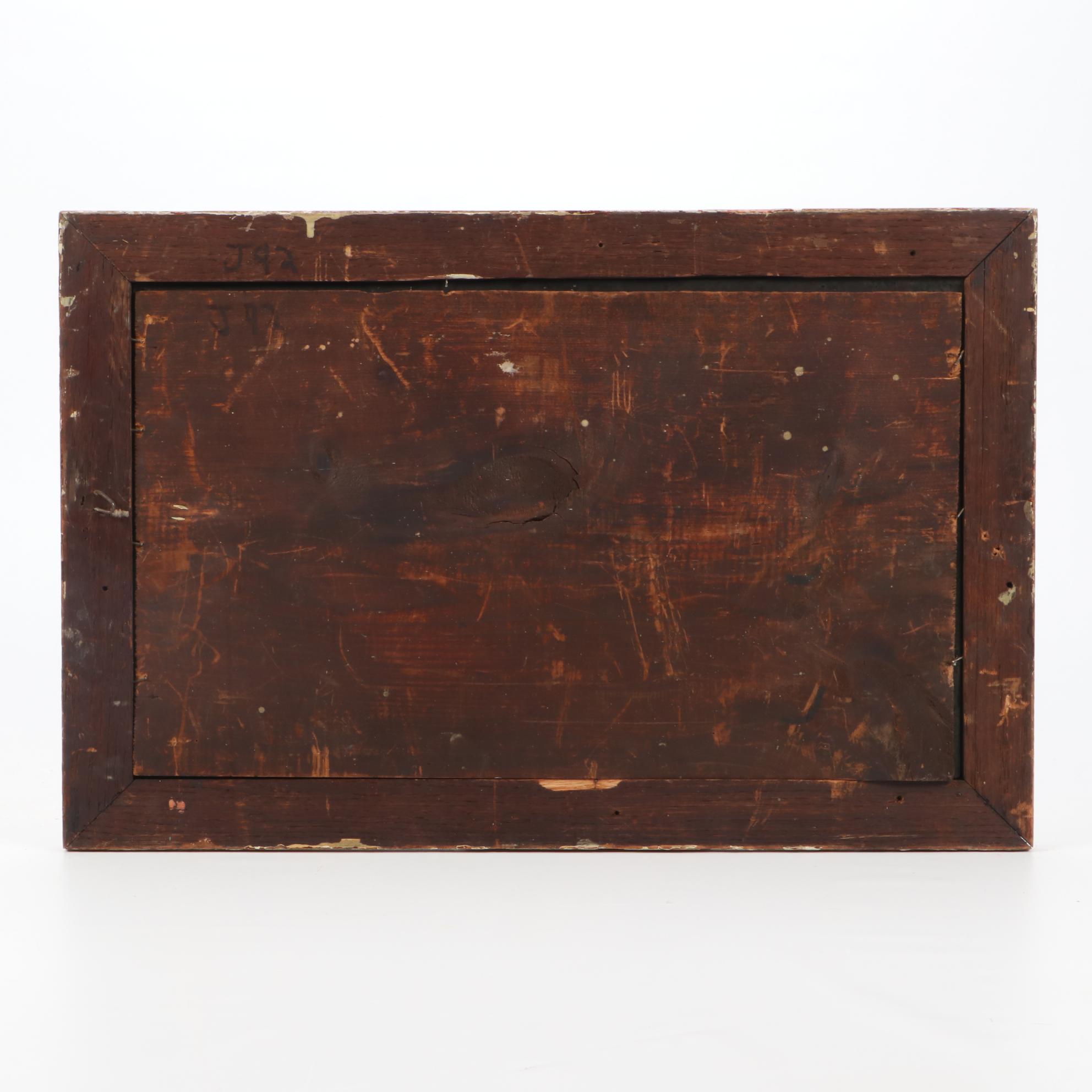 McLeese 1950s New York Harbor Scene Oil Painting on Glass