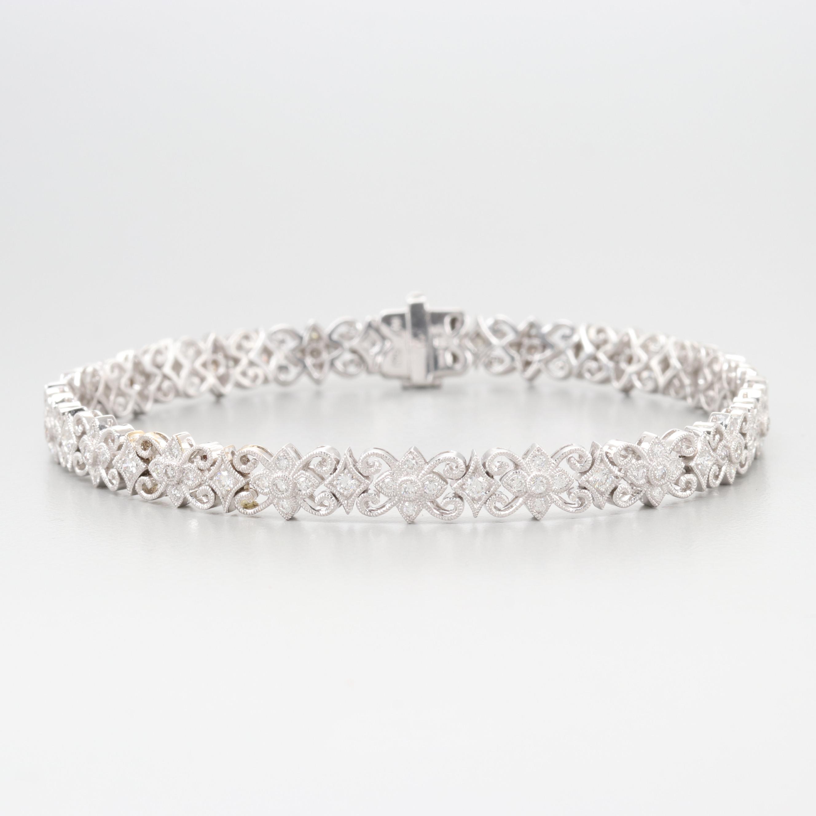 18K White Gold 1.35 CTW Diamond Tennis Bracelet