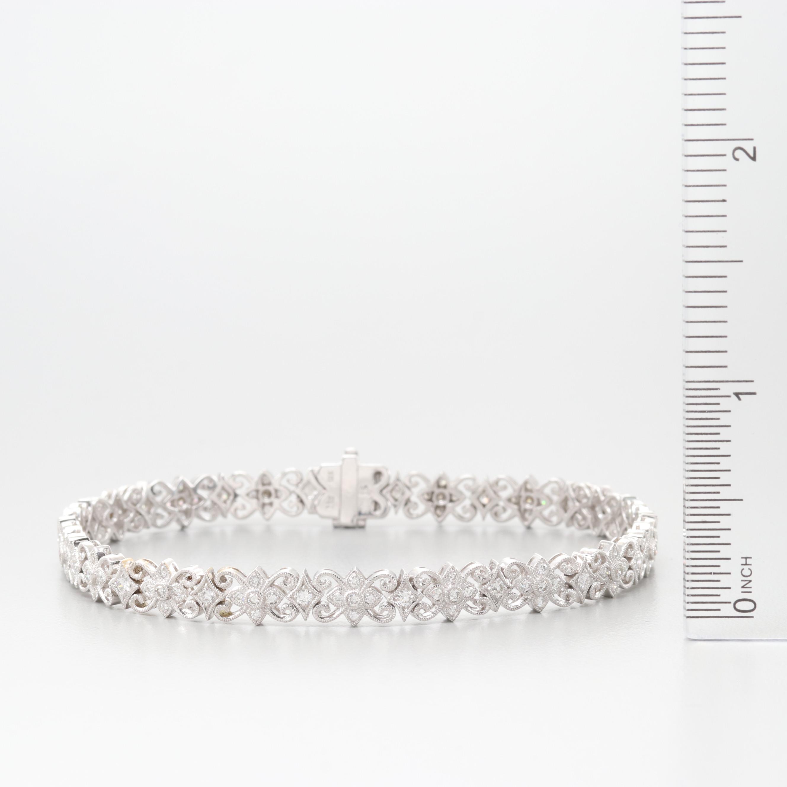 18K White Gold 1.35 CTW Diamond Tennis Bracelet