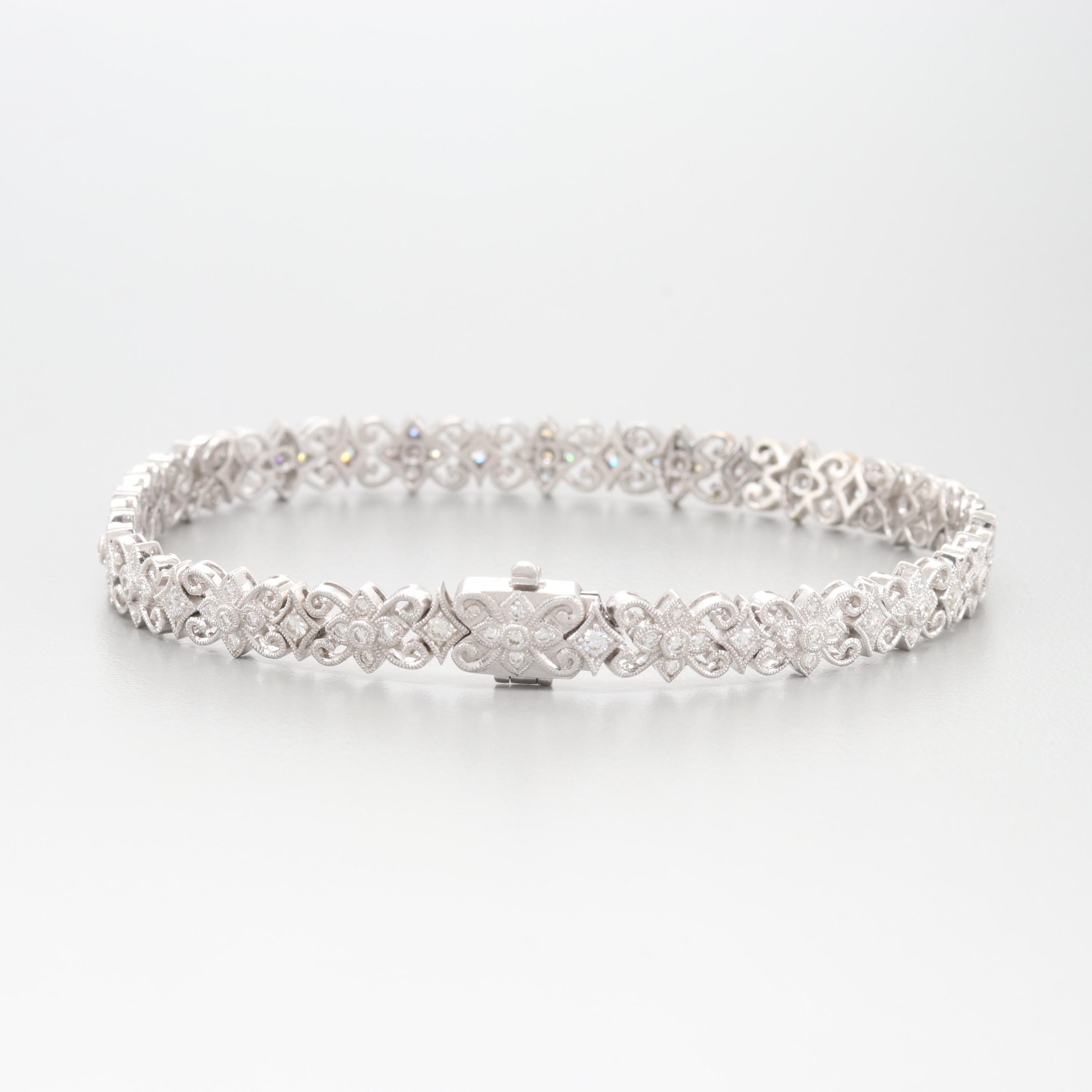 18K White Gold 1.35 CTW Diamond Tennis Bracelet