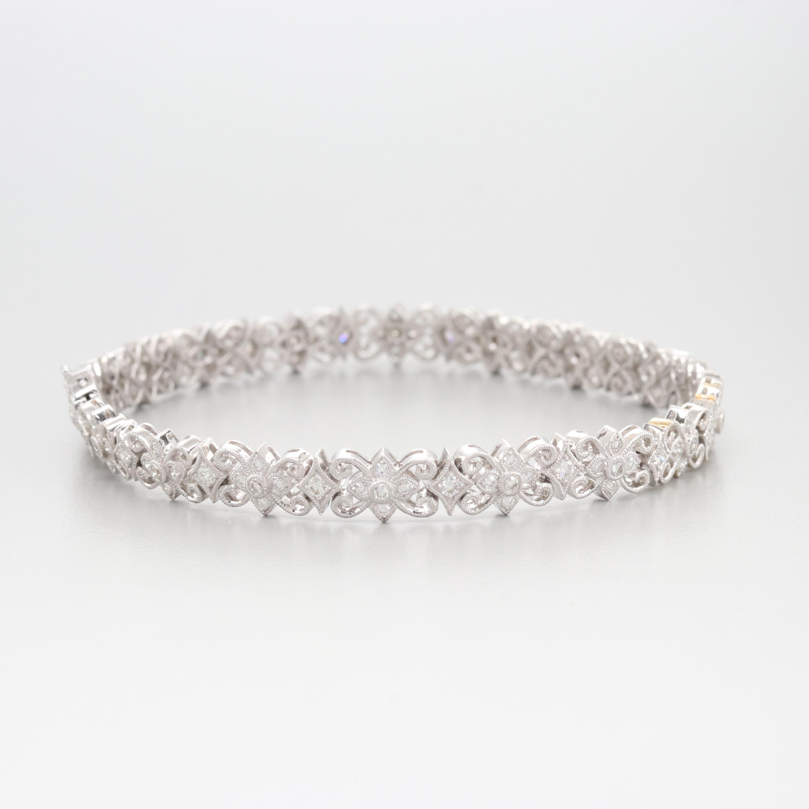 18K White Gold 1.35 CTW Diamond Tennis Bracelet
