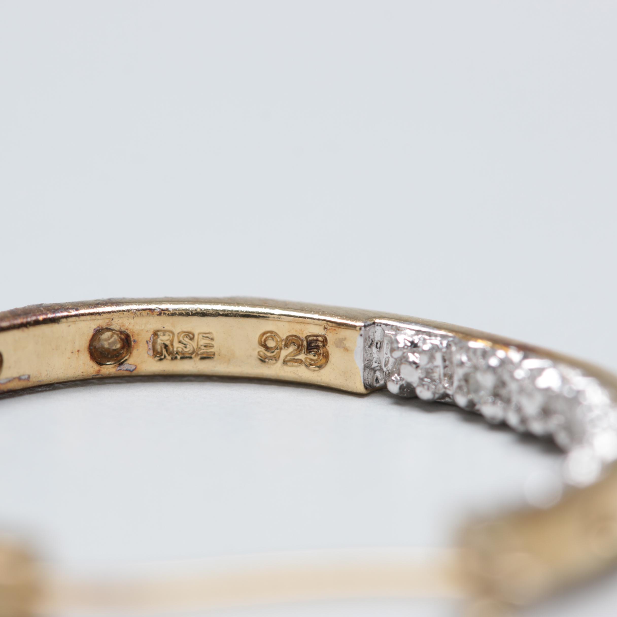 Gold Wash on Sterling Silver Diamond Inside Out Hoops