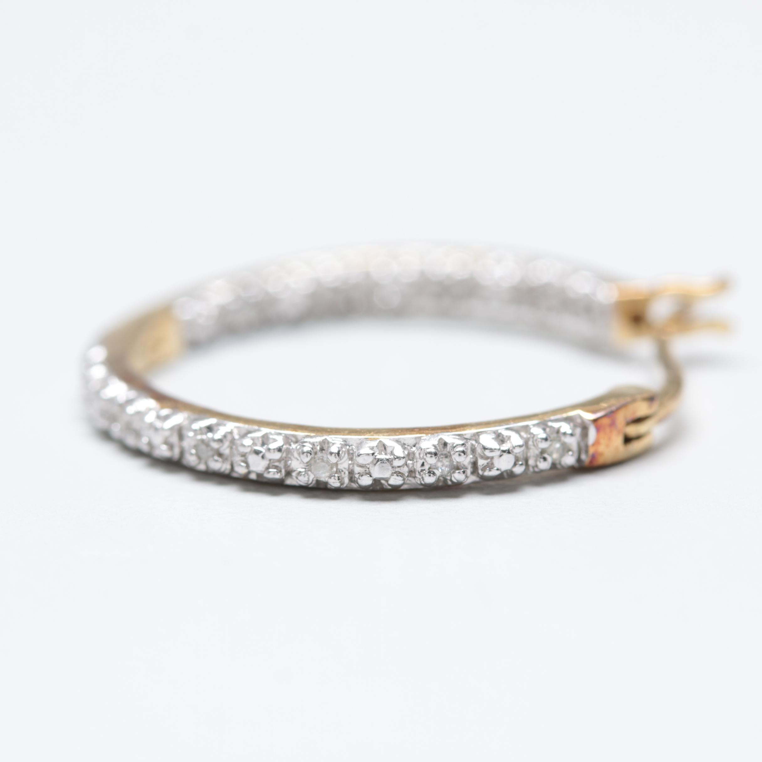 Gold Wash on Sterling Silver Diamond Inside Out Hoops