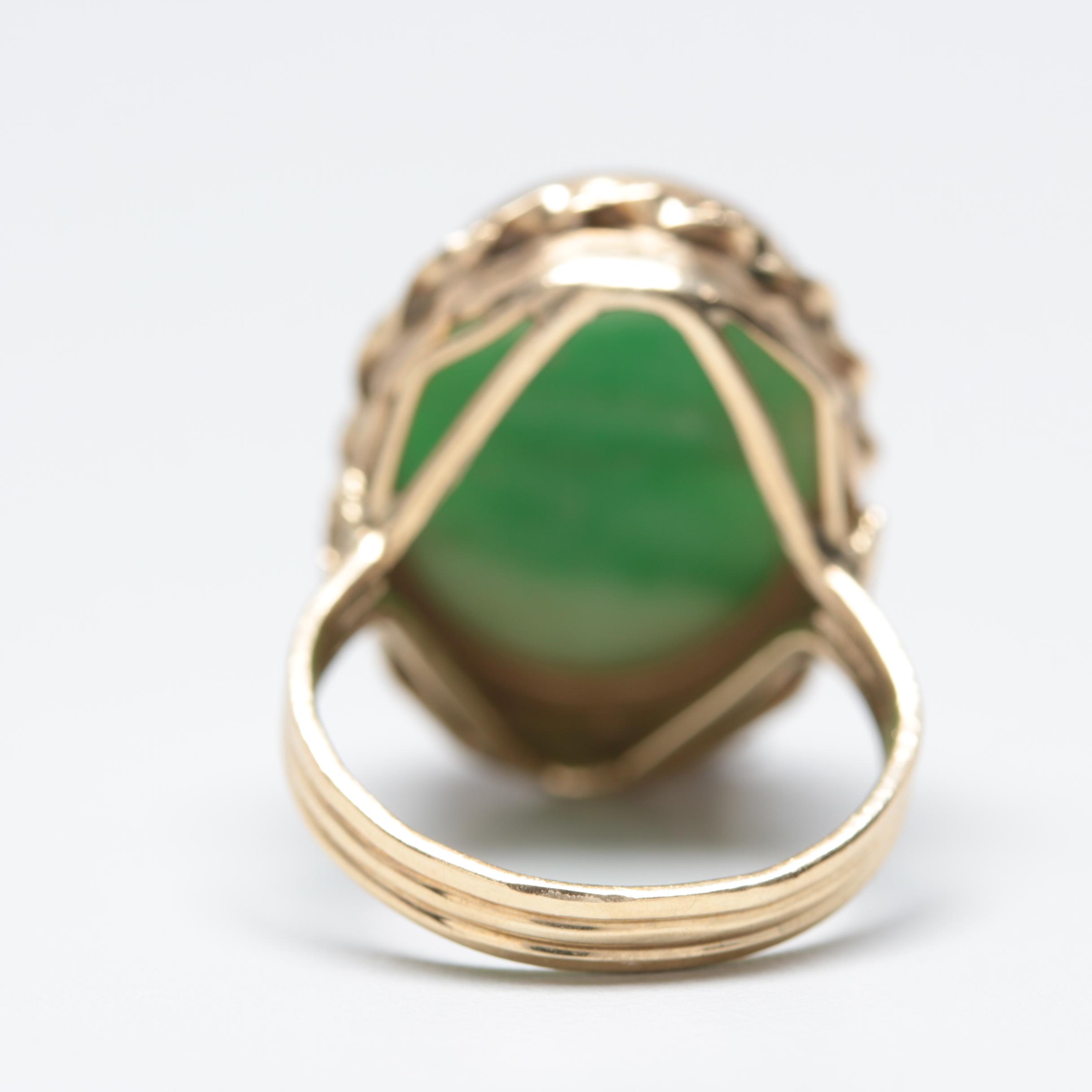 14K Yellow Gold Jadeite Ring
