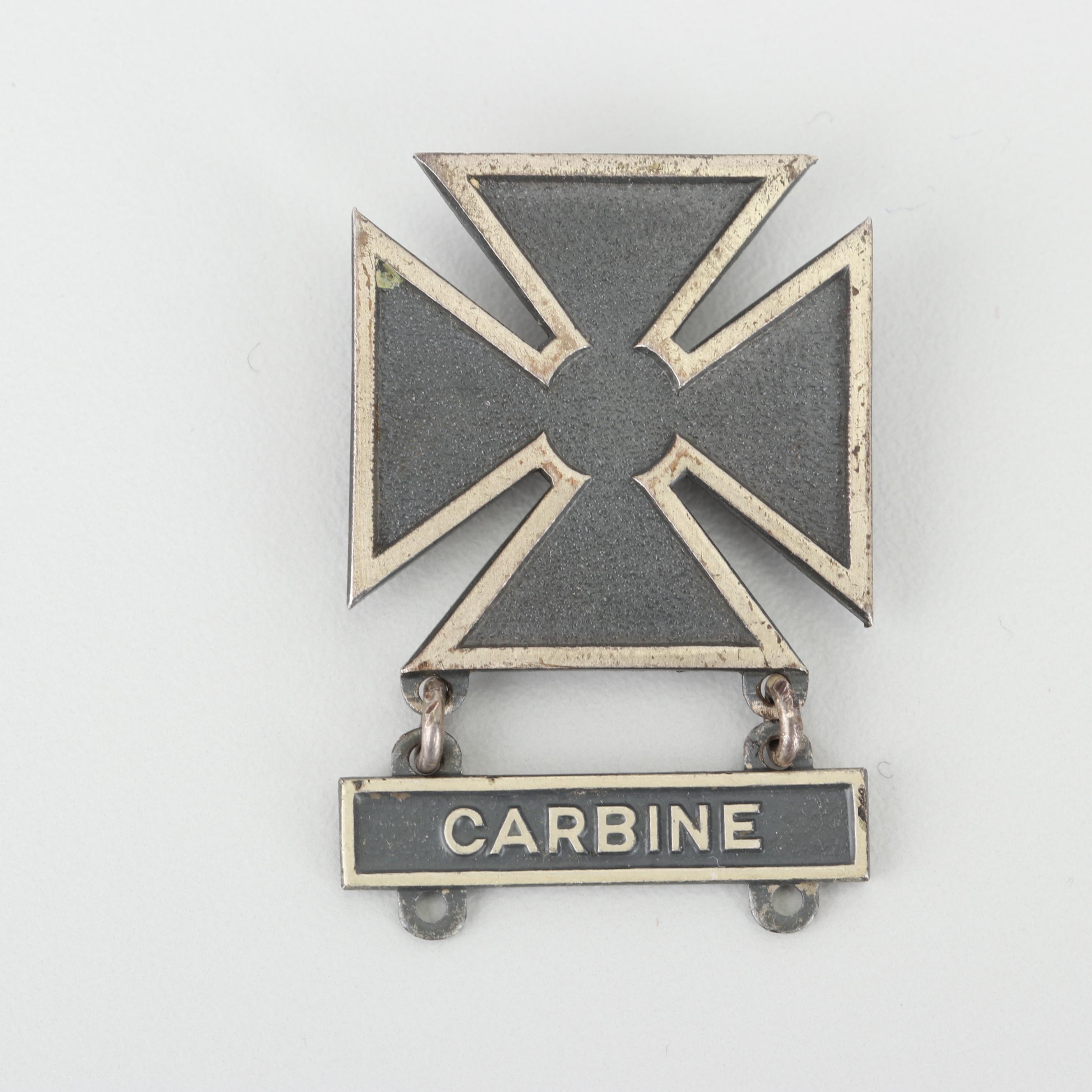 Vintage Military Sterling Silver "Rifle" and "Carbine" Marksman Pins