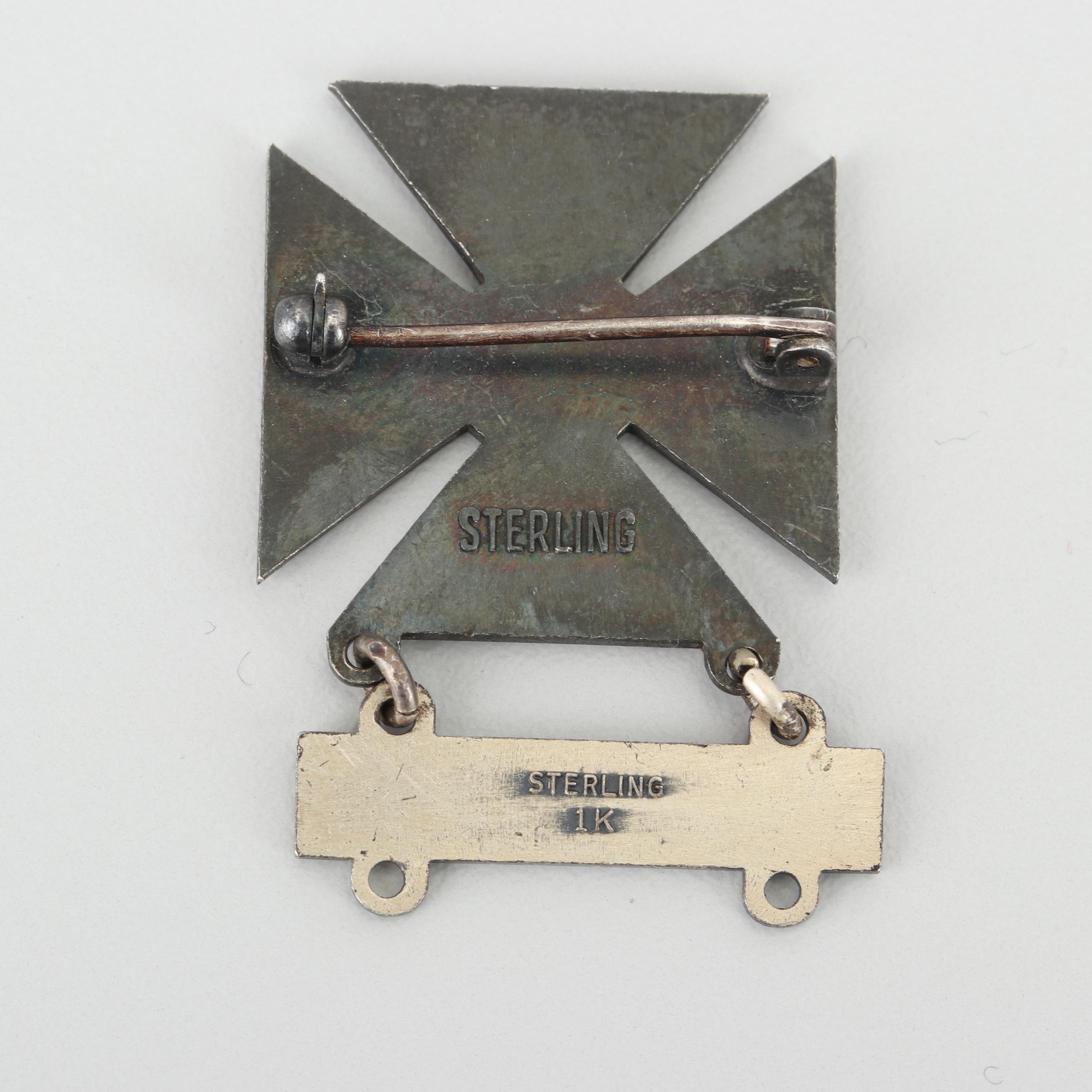 Vintage Military Sterling Silver "Rifle" and "Carbine" Marksman Pins