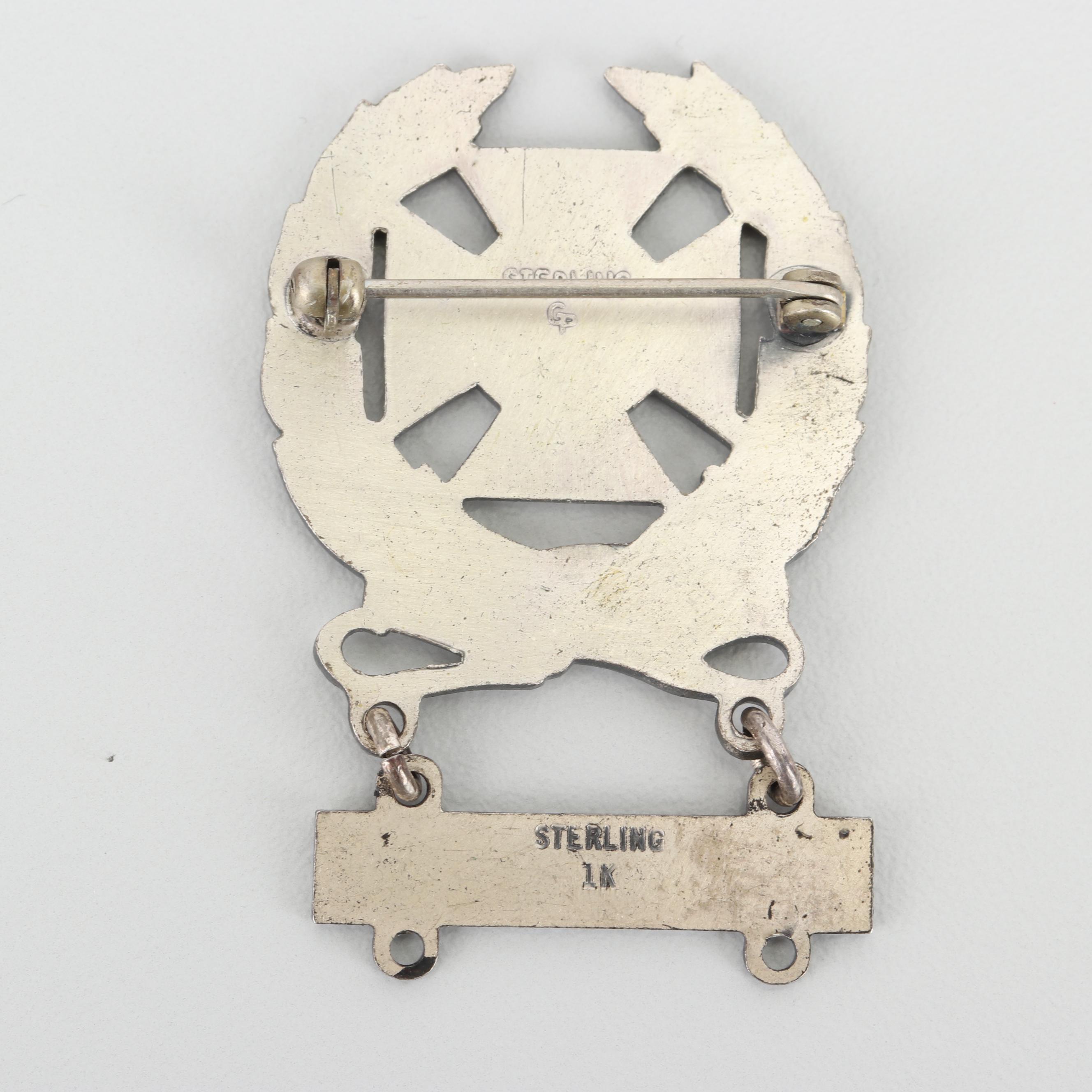 Vintage Military Sterling Silver "Rifle" and "Carbine" Marksman Pins