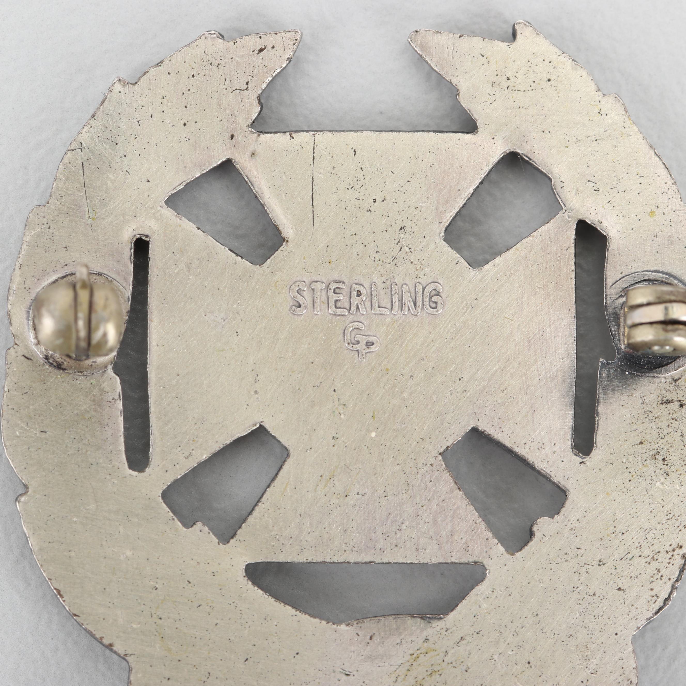 Vintage Military Sterling Silver "Rifle" and "Carbine" Marksman Pins