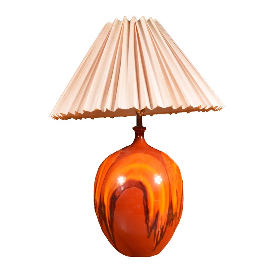 Mid-Century Drip Glaze Ceramic Table Lamp