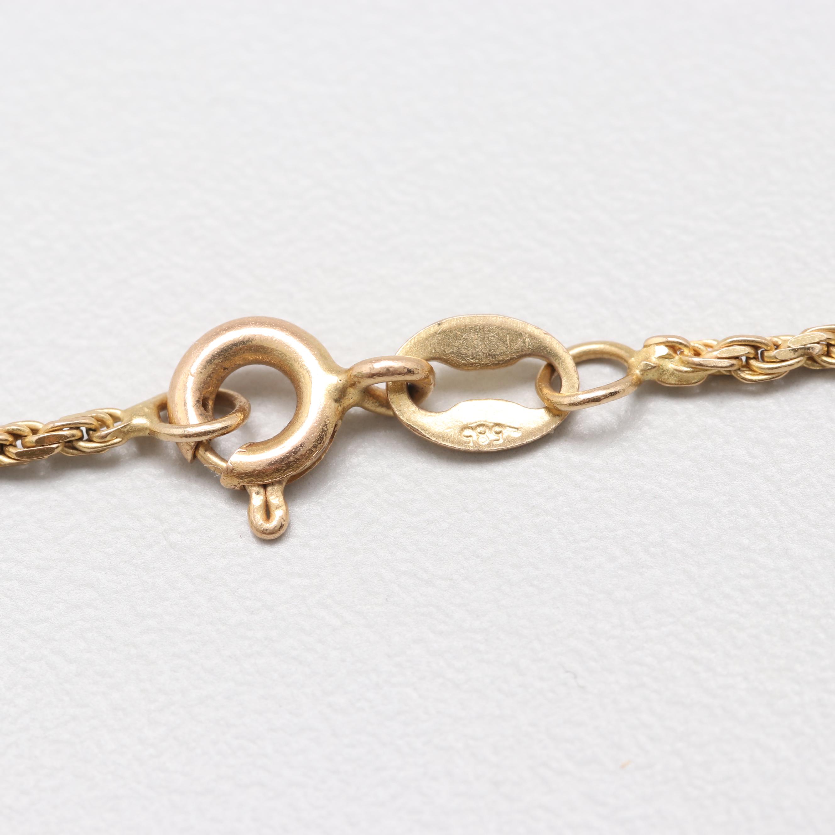 14K Yellow Gold Blue Sapphire and Diamond Cross Pendant Necklace