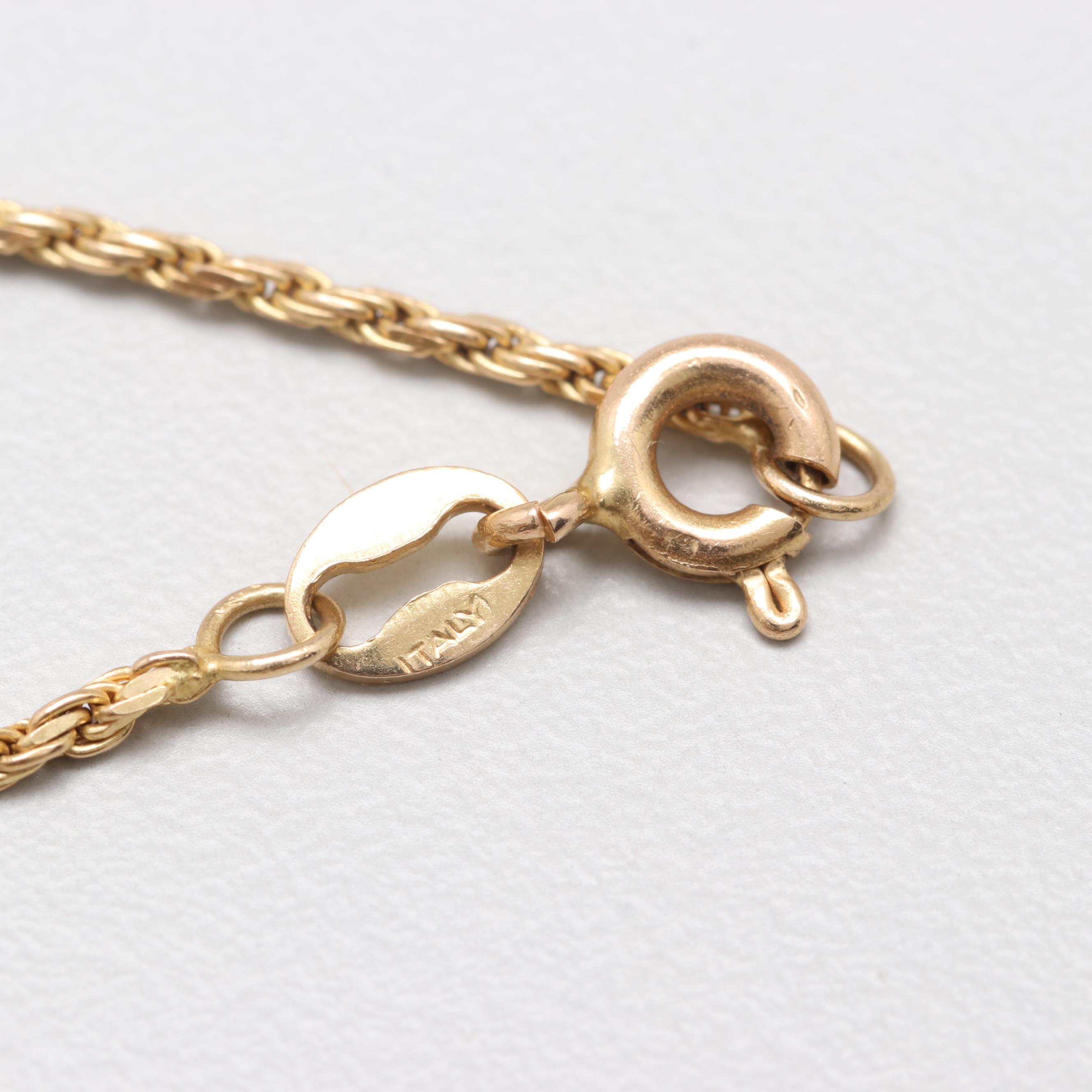 14K Yellow Gold Blue Sapphire and Diamond Cross Pendant Necklace