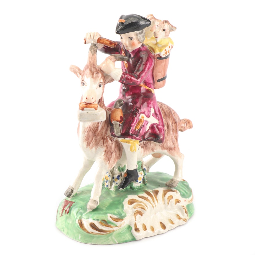 Staffordshire Hand-Painted "The Welch Tailor" Figurine, 19th Century