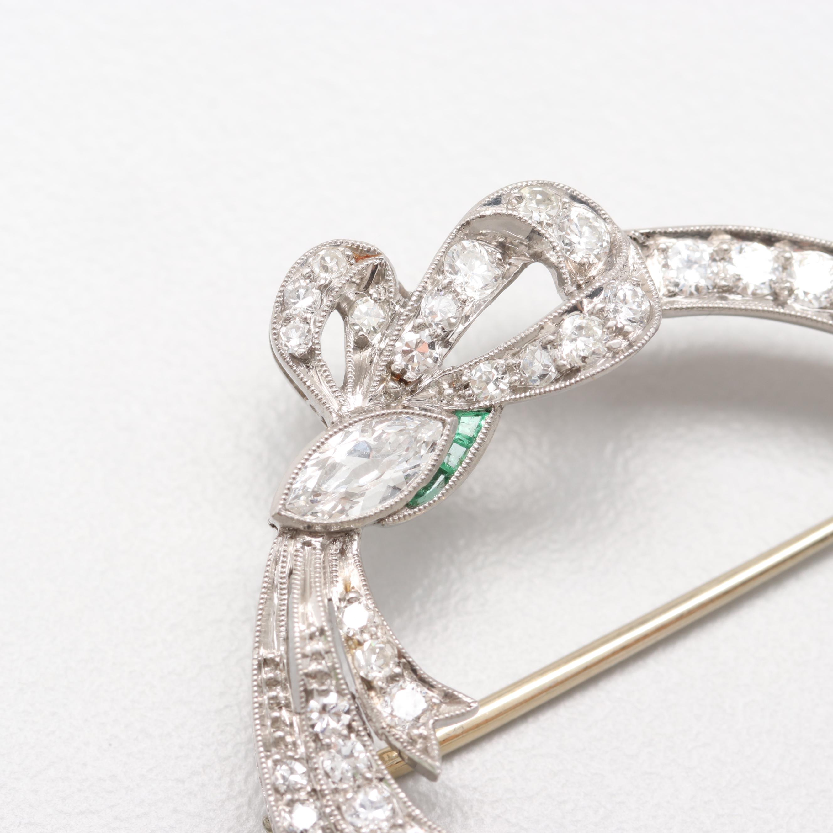 Platinum 1.68 CTW Diamond Bow Brooch