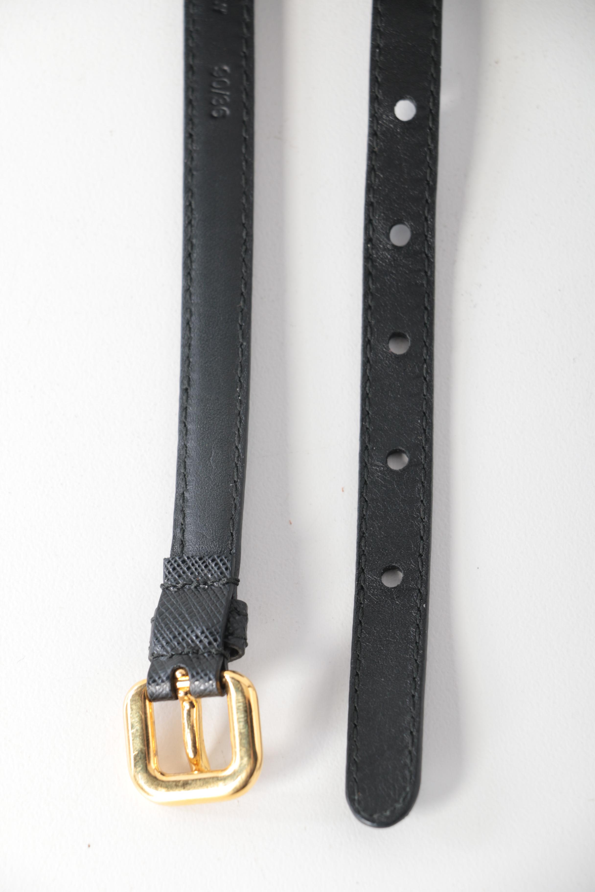 Prada Black Saffiano Leather Belt