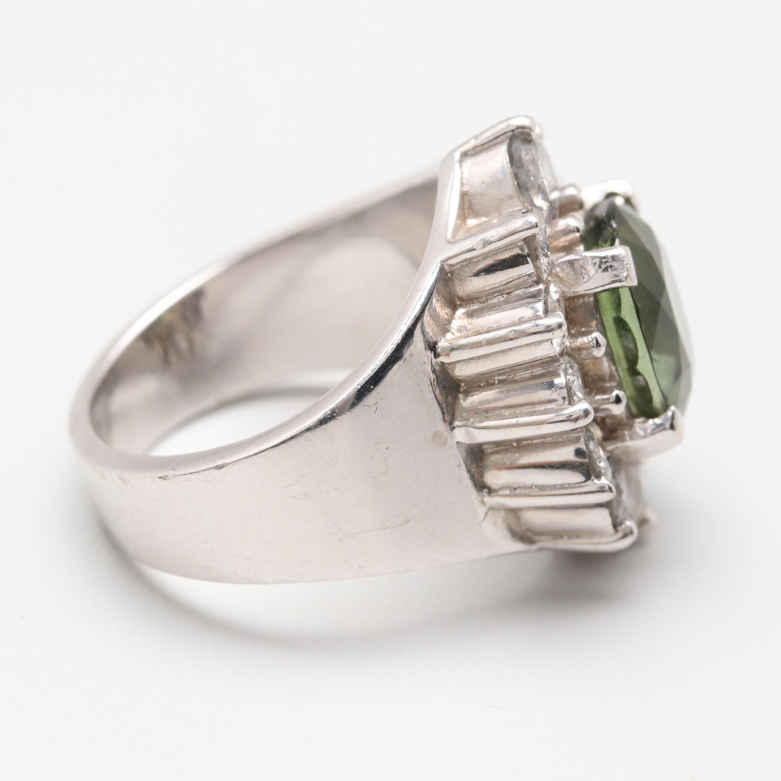 14K White Gold Tourmaline and 1.66 CTW Diamond Ring