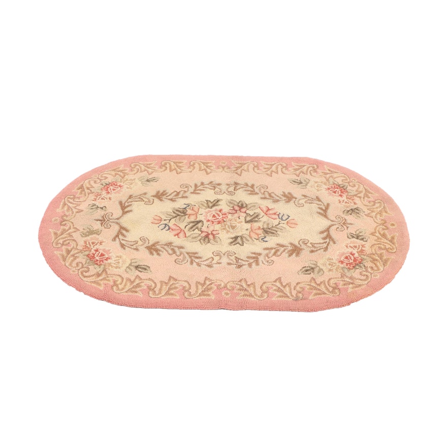 Hand-Hooked Floral Oval Wool Accent Rug