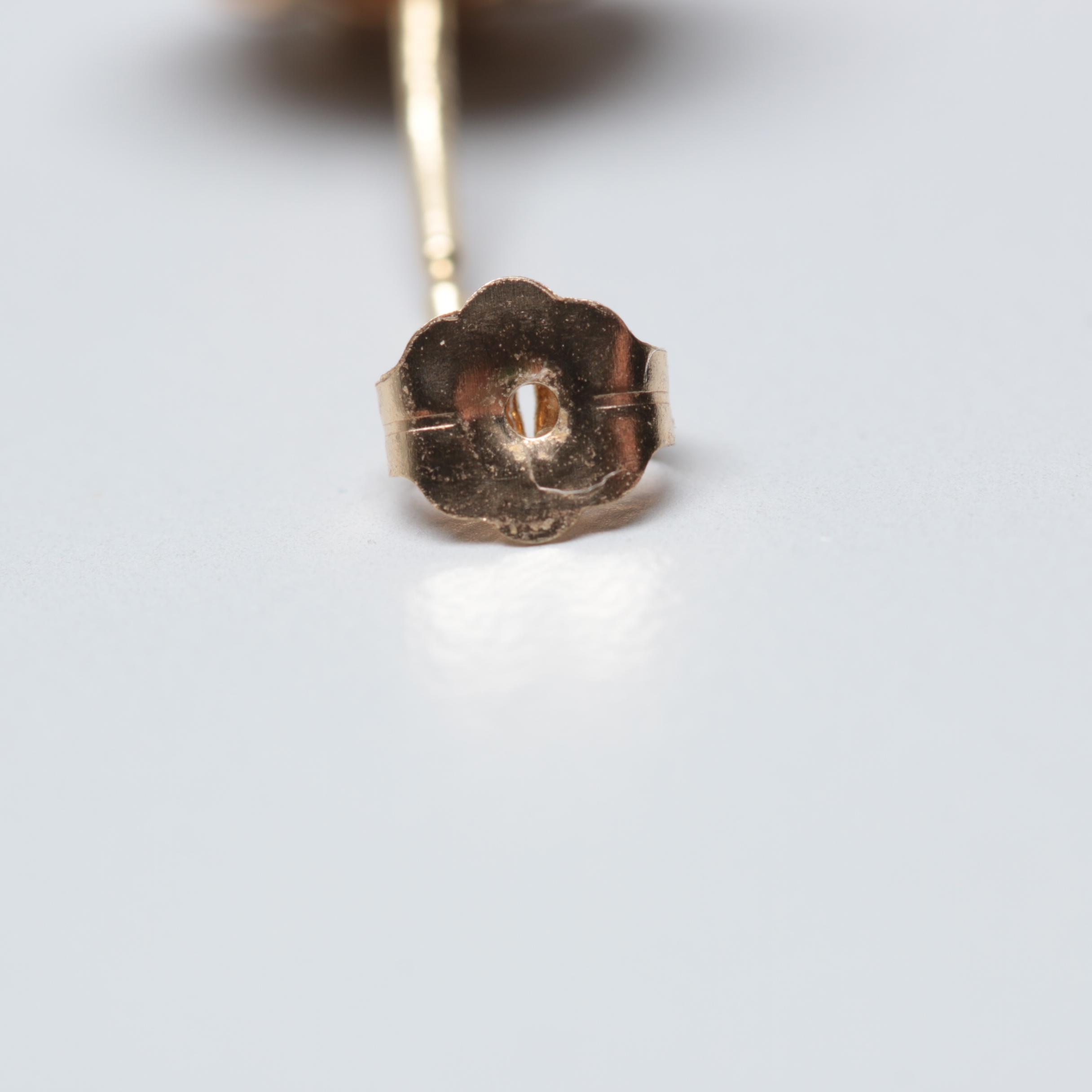 14K Yellow Gold Diamond Cluster Earrings