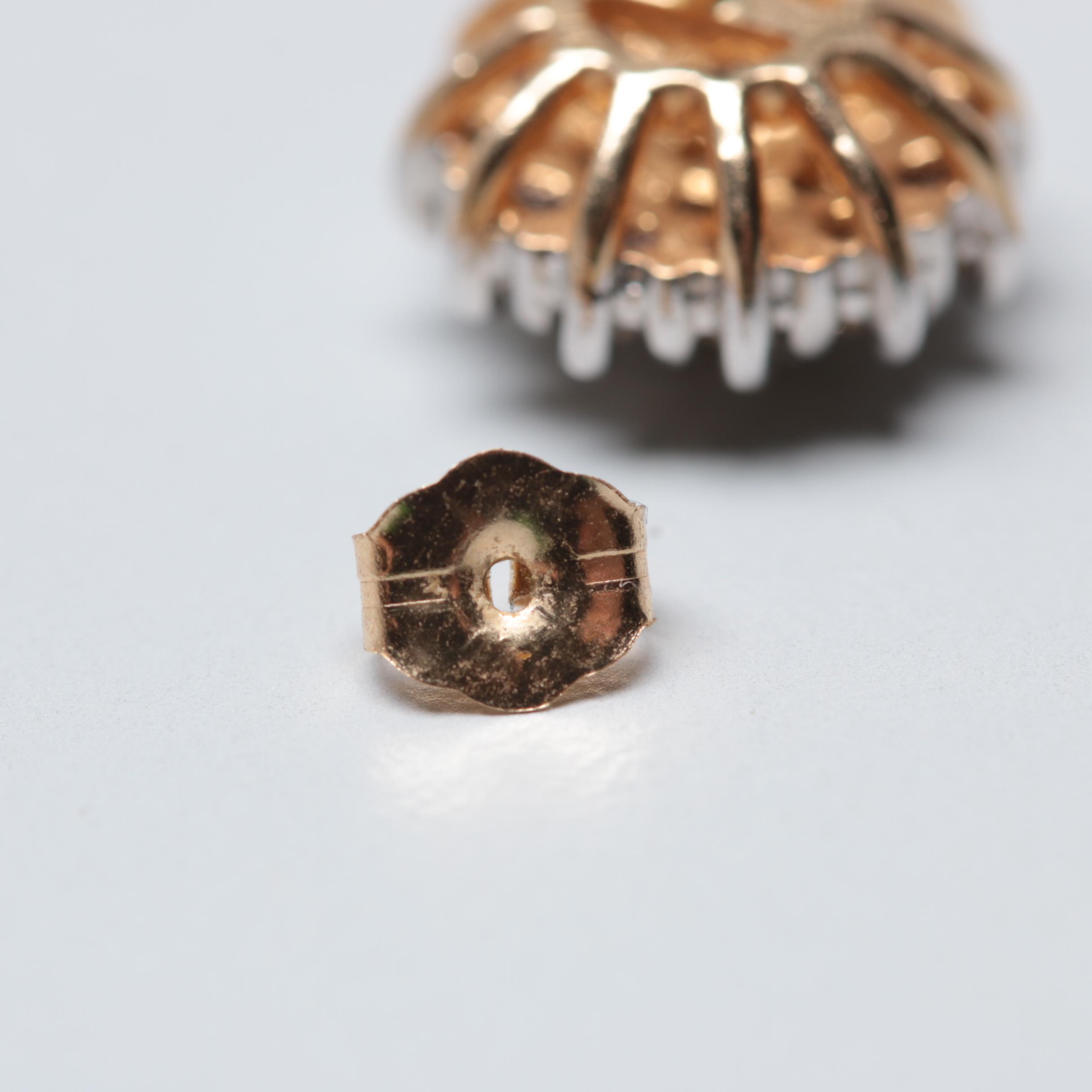 14K Yellow Gold Diamond Cluster Earrings