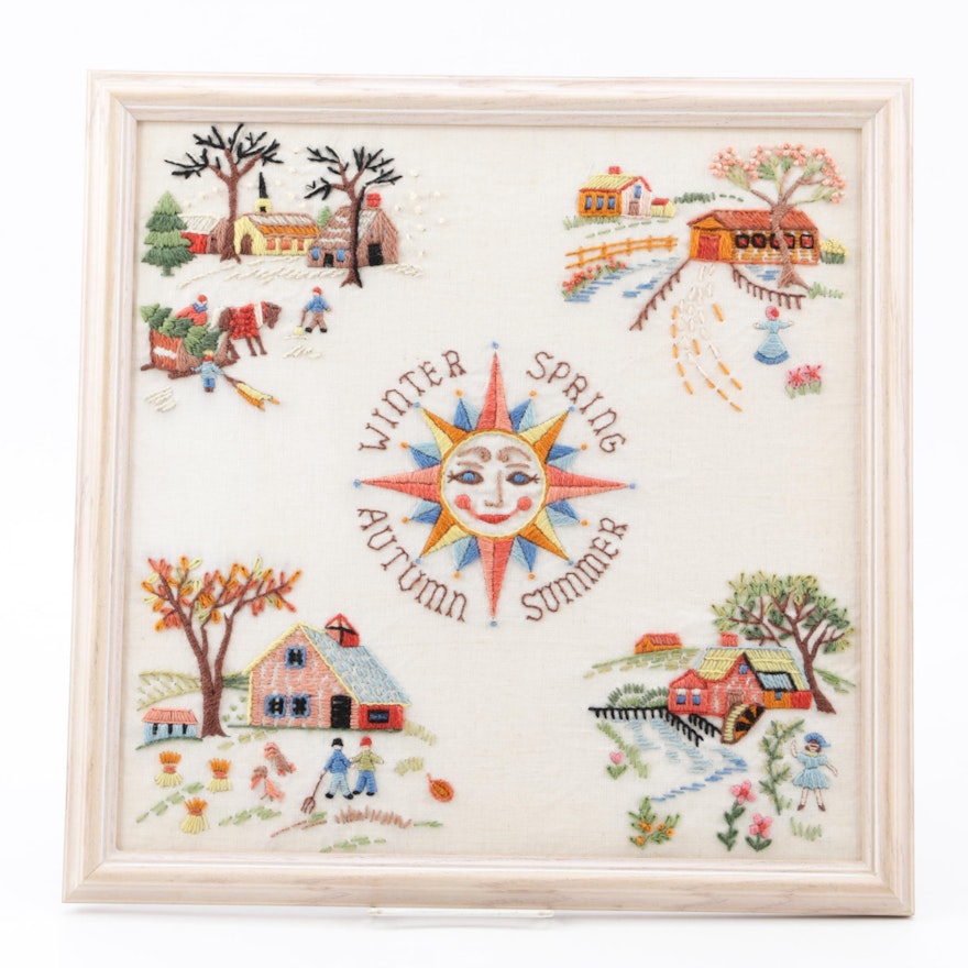 Four Seasons Embroidered Panel