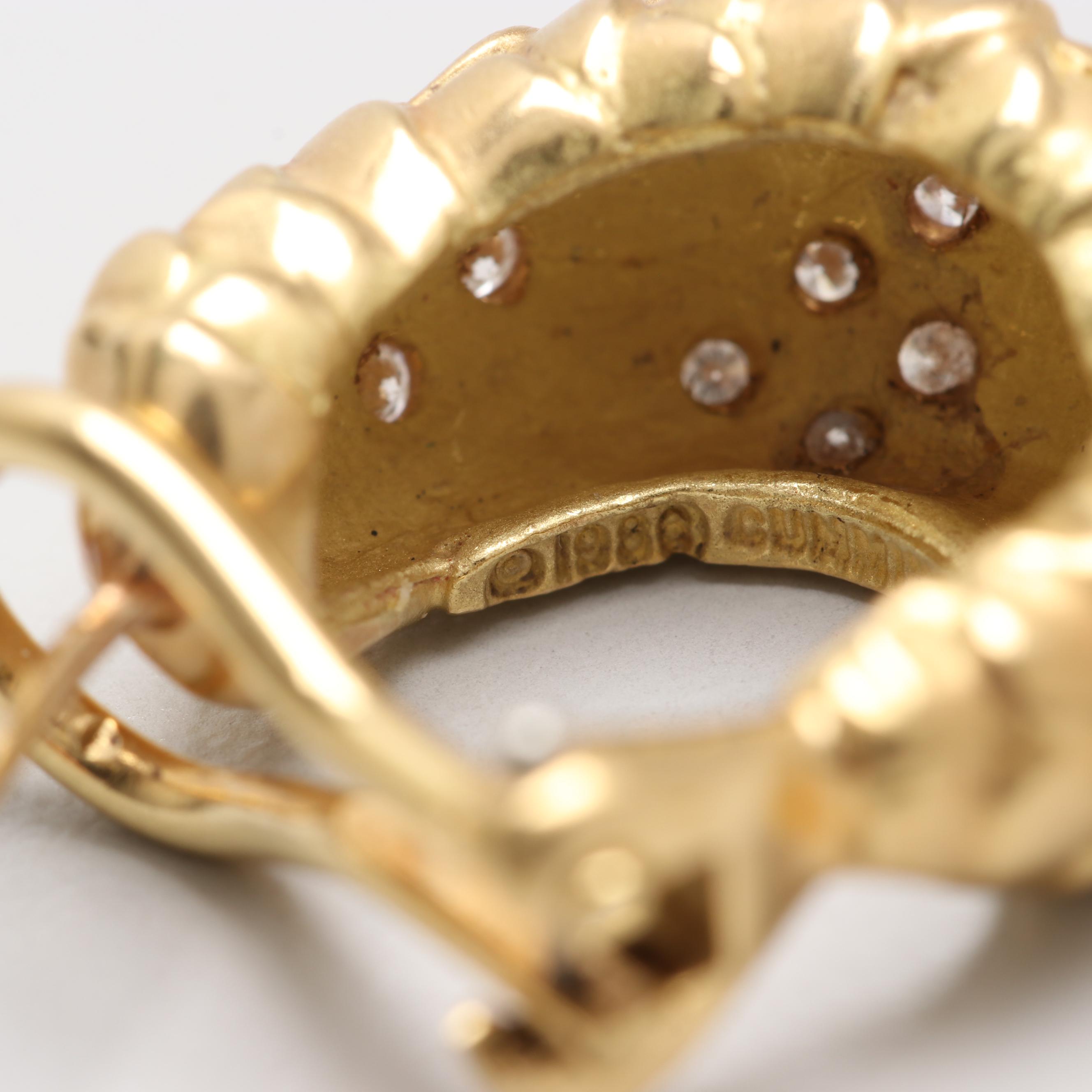 18K Yellow Gold Scale Diamond Earrings