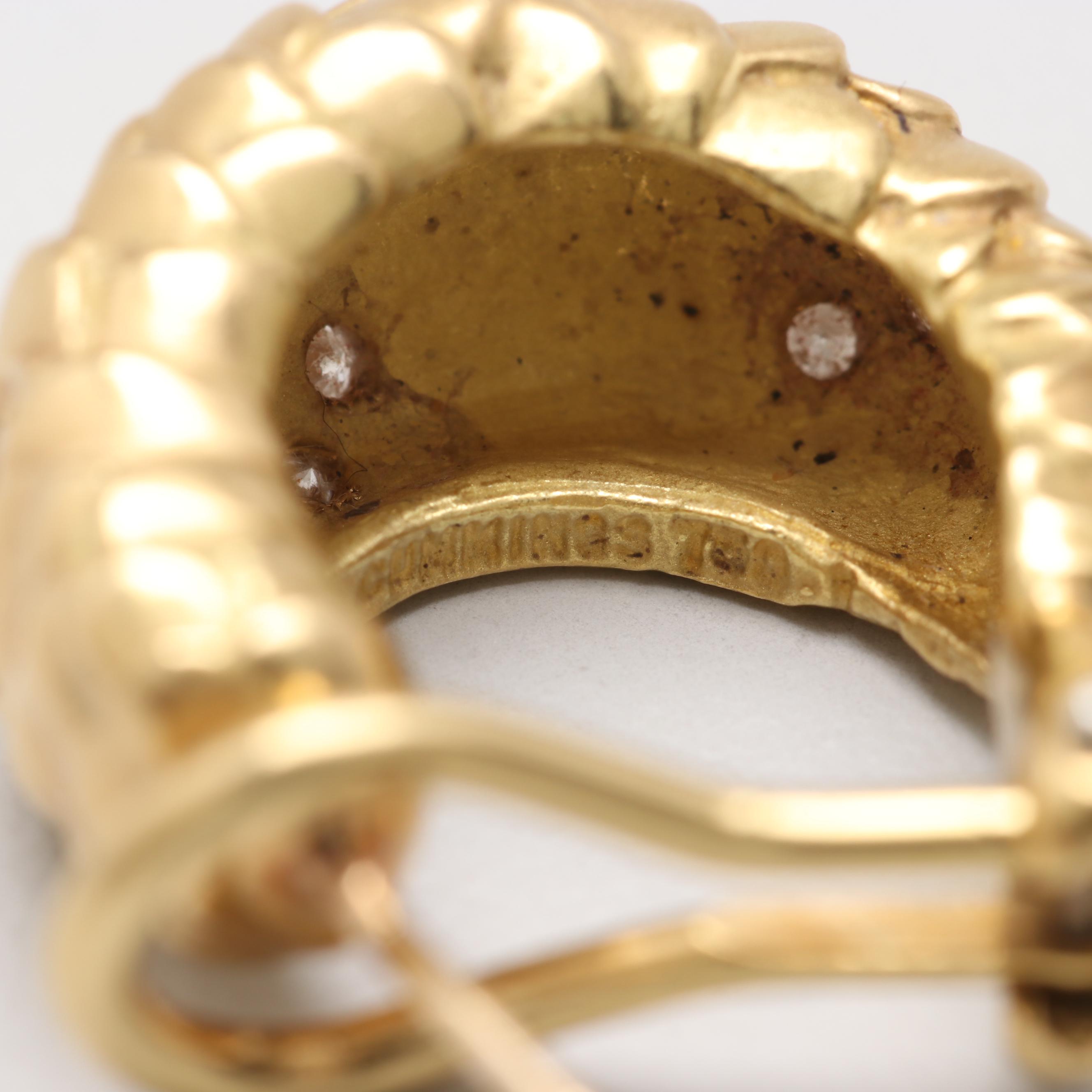 18K Yellow Gold Scale Diamond Earrings