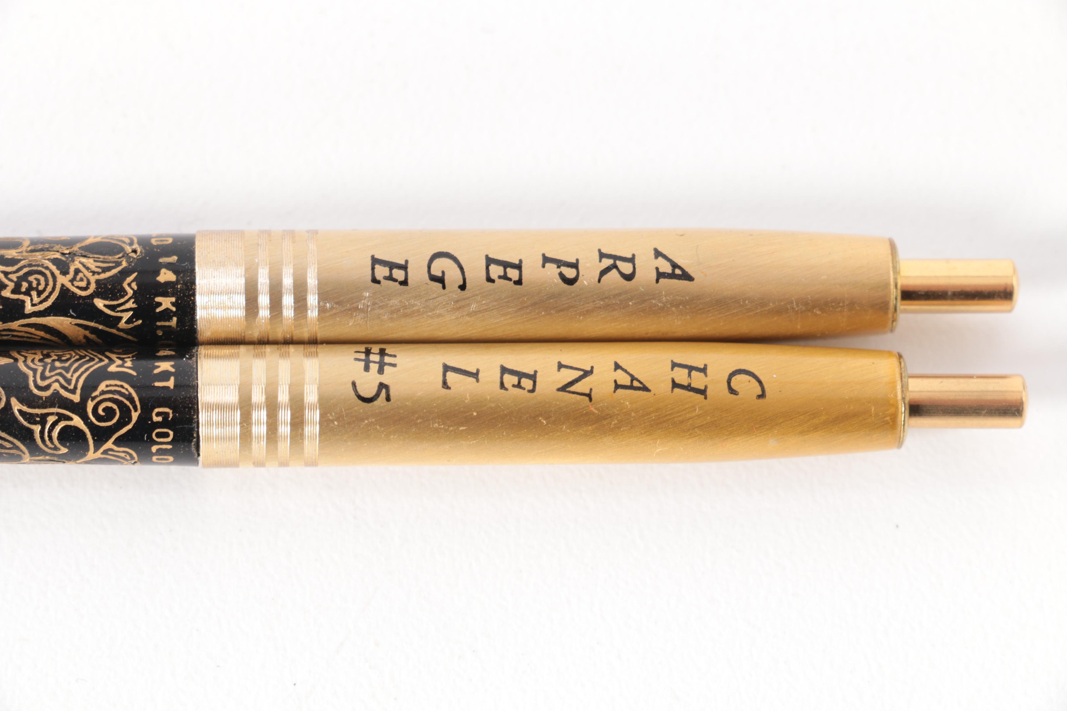 Arpege and Chanel "No. 5" Perfumed Pen Set with 14K Gold