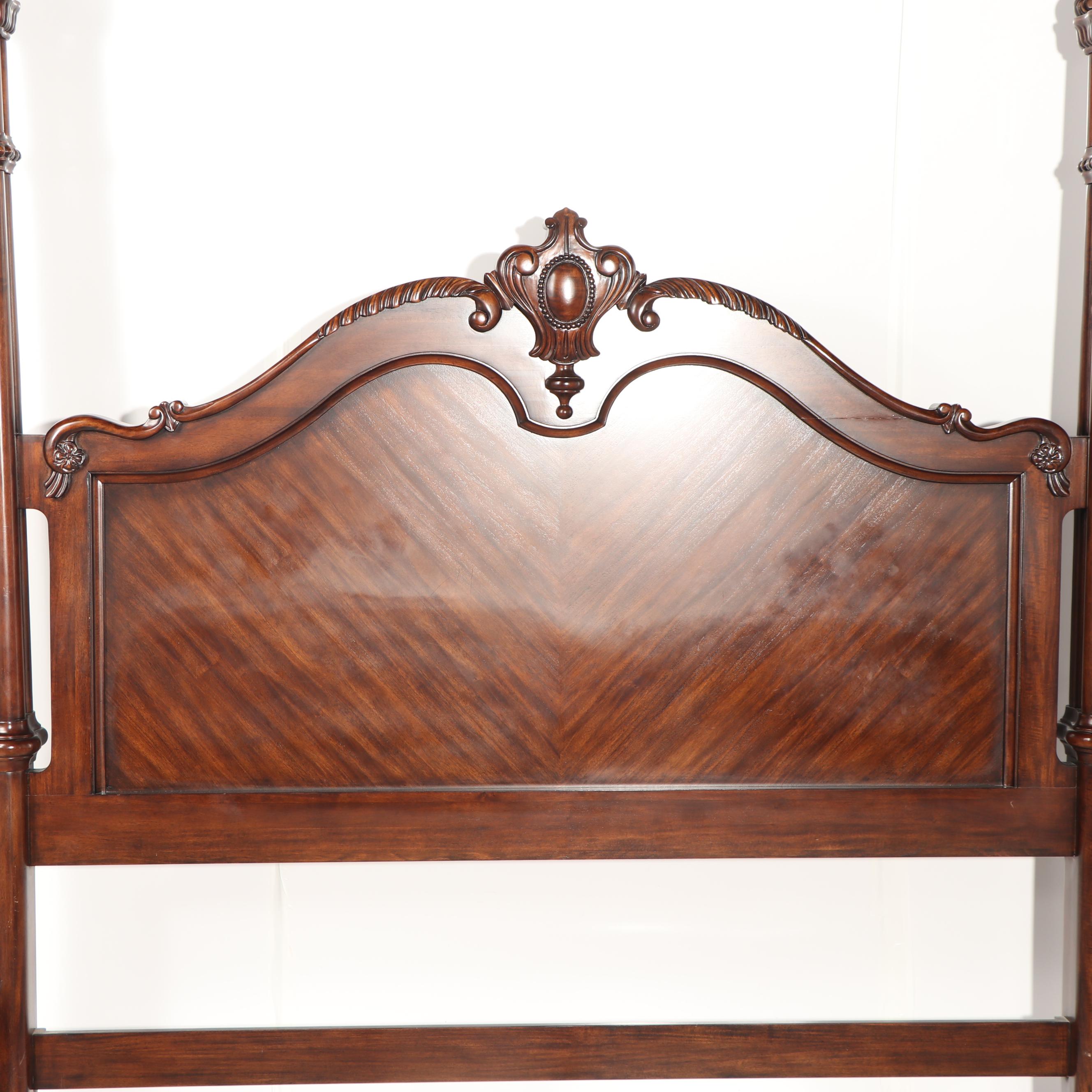 Renaissance Revival Style Mahogany King Size Bed Frame, 21st Century